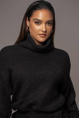 Black Beginnings Sweater Knit  Turtleneck - JLUXLABEL
