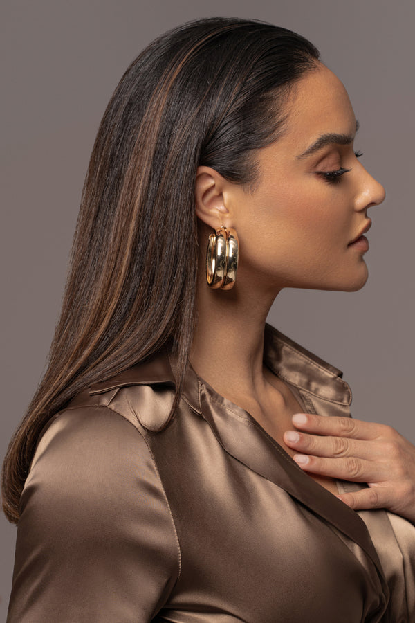 Gold Zaria Hoop Earrings - JLUXLABEL