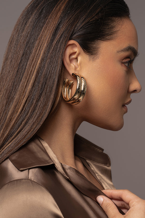 Gold Zaria Hoop Earrings - JLUXLABEL