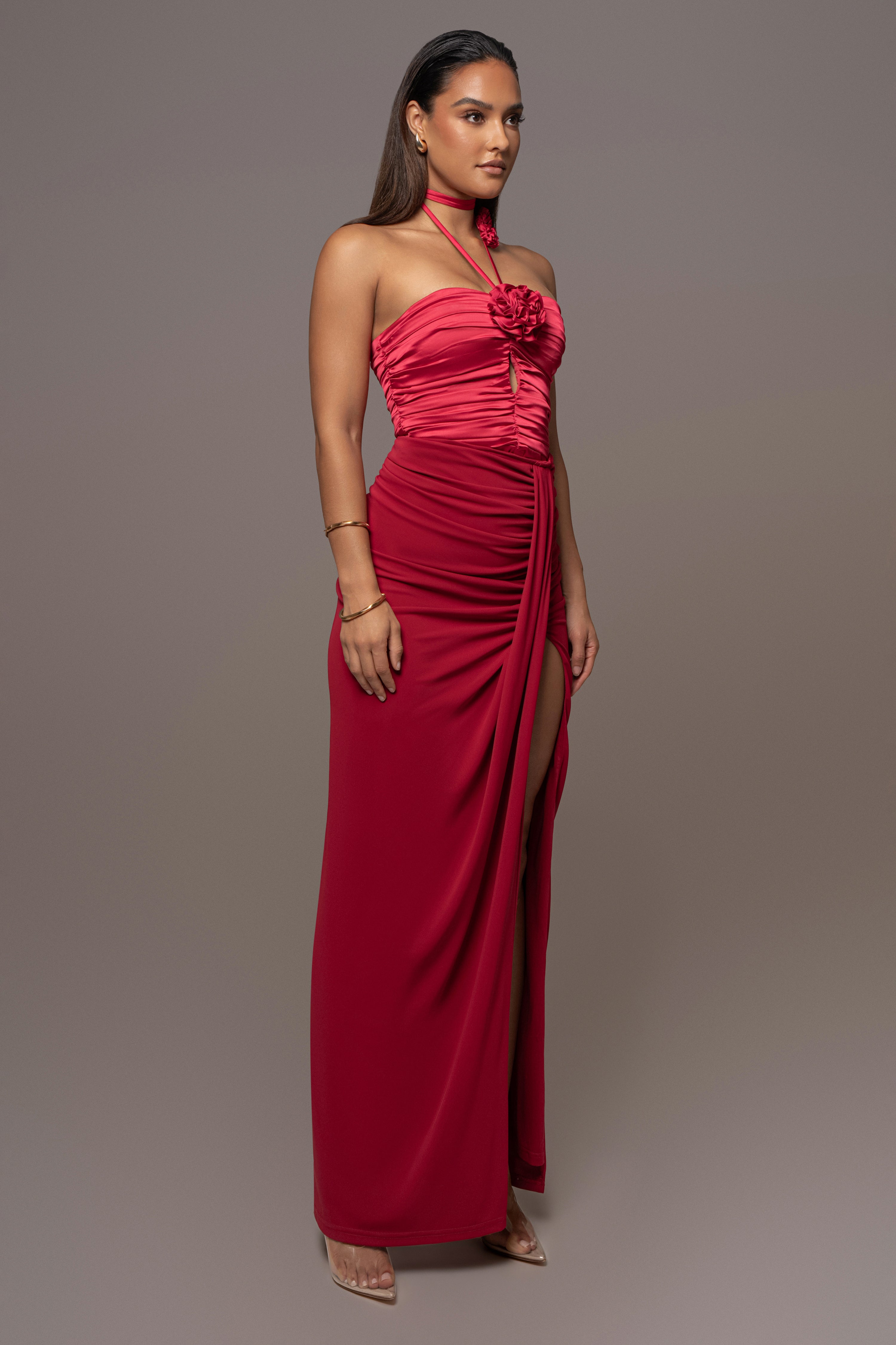 Red Rosette Halter Top - JLUXLABEL