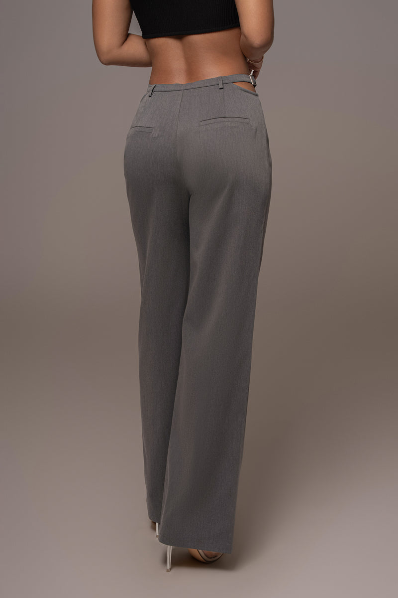 Grey Symone Cutout Pants - JLUXLABEL