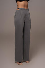 Grey Symone Cutout Pants - JLUXLABEL