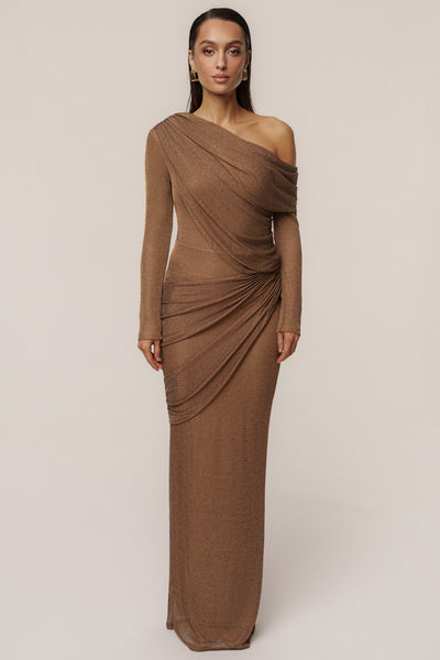 Bronze Opulent Metallic Maxi Skirt