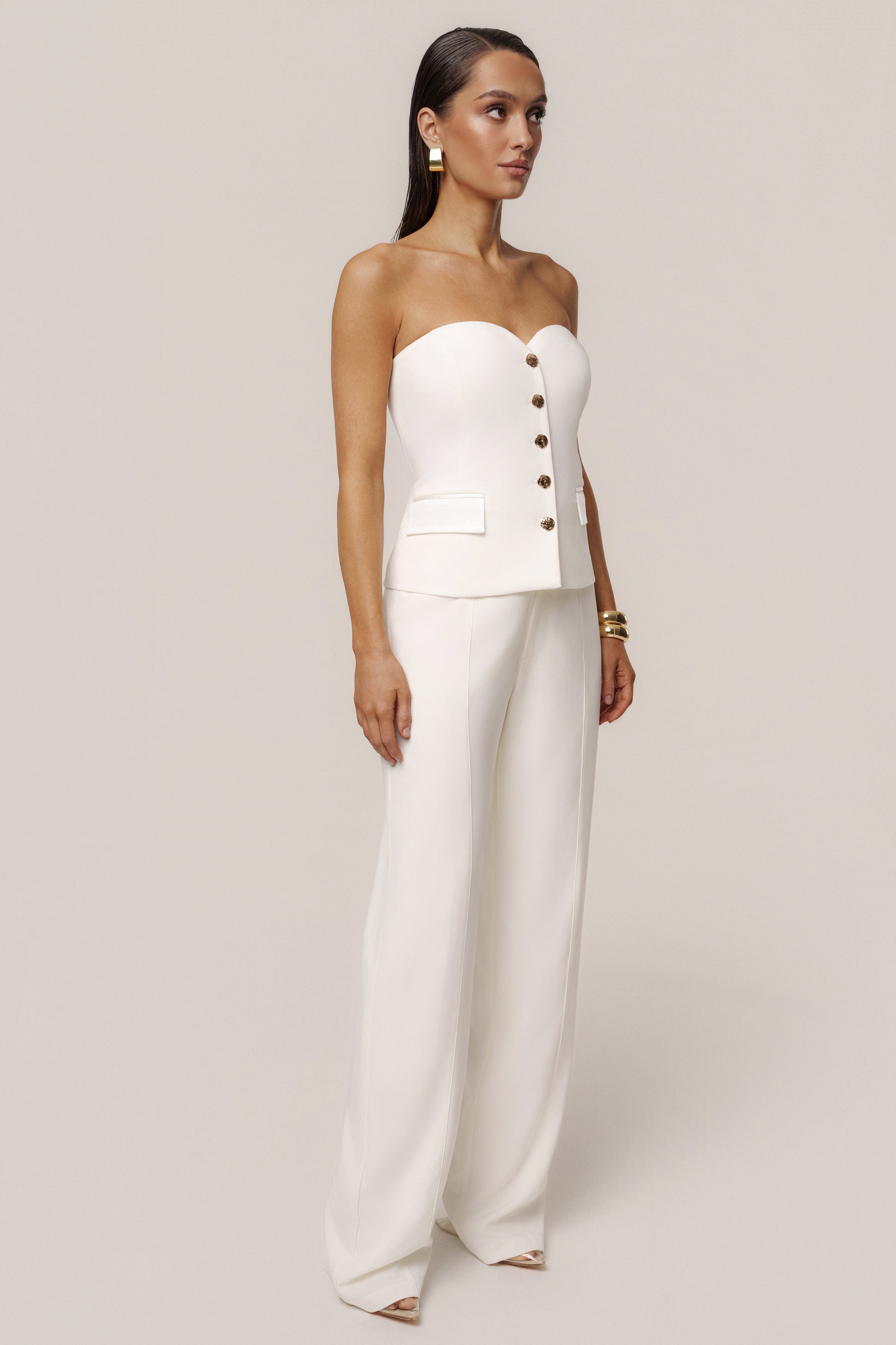 Ivory Button Front Vest