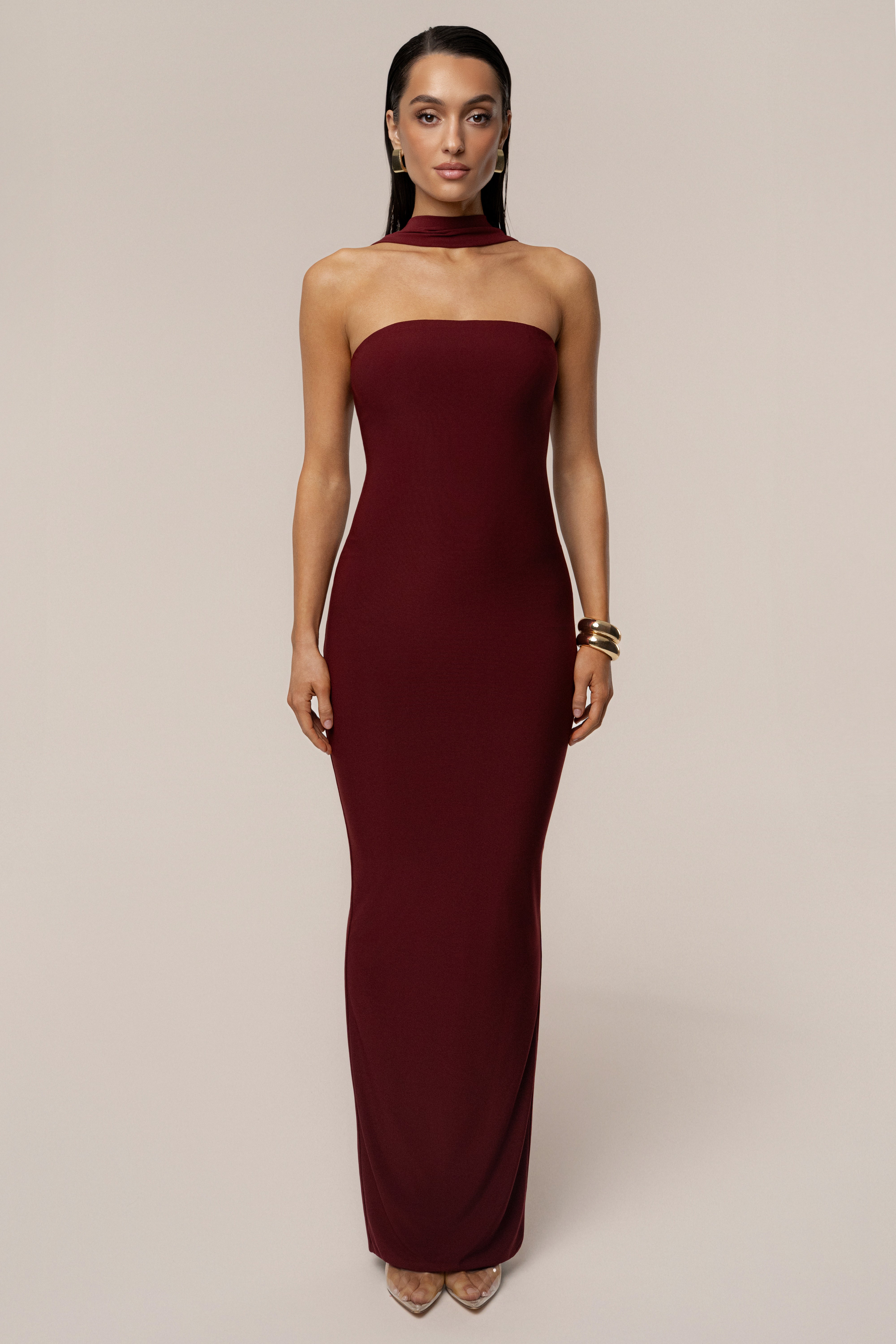 Burgundy Night Rose Maxi Dress - JLUXLABEL