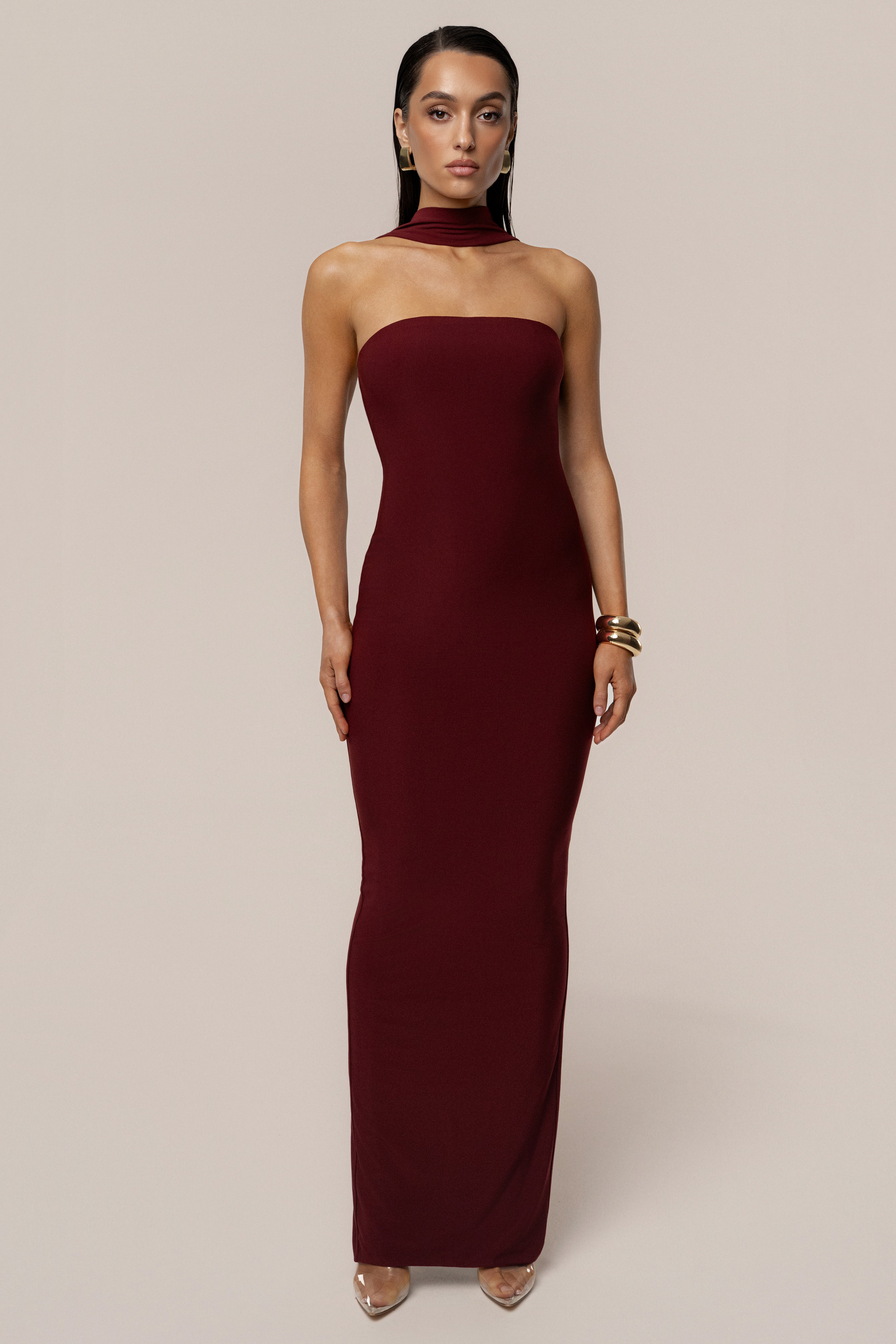 Burgundy Night Rose Maxi Dress - JLUXLABEL
