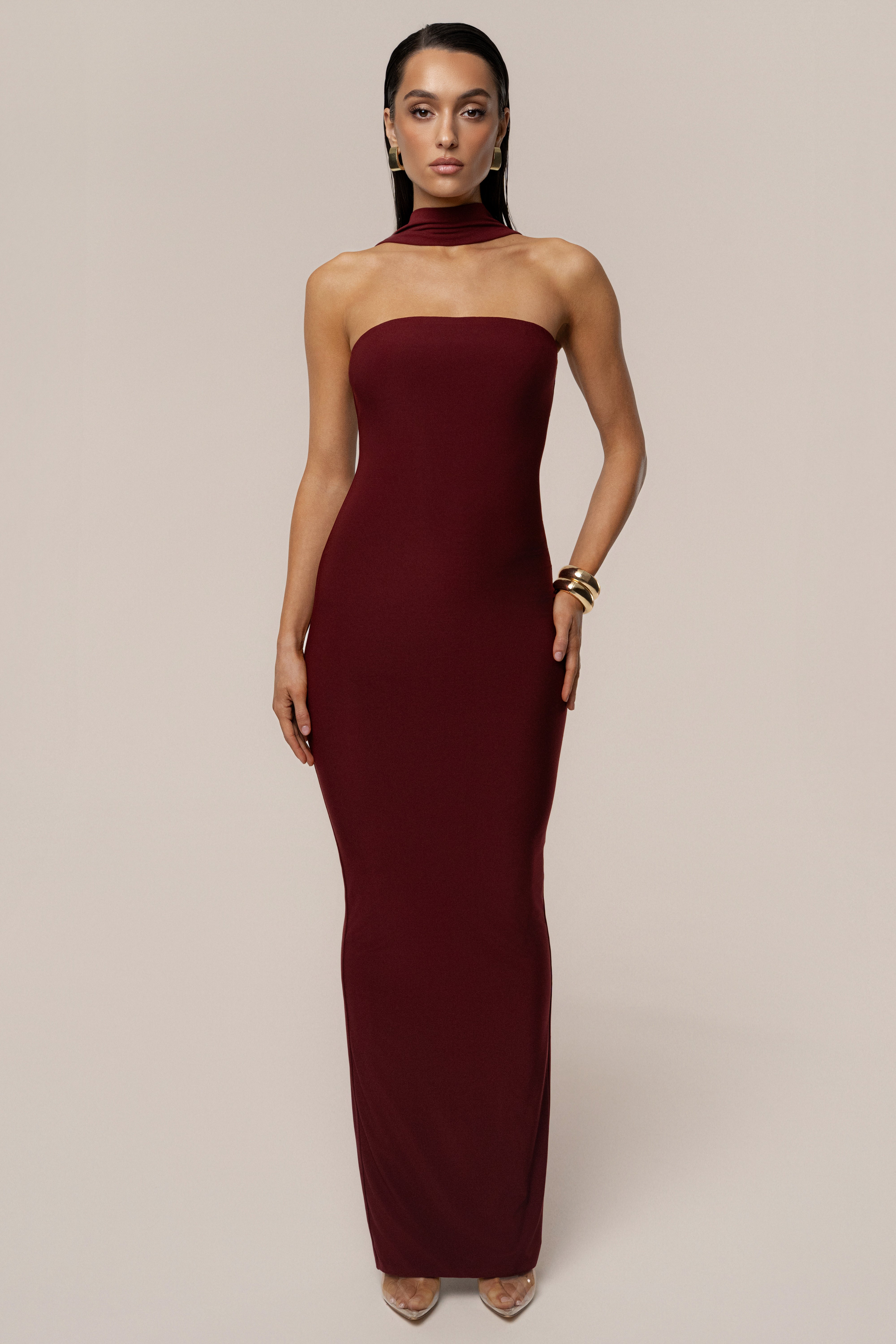 Burgundy Night Rose Maxi Dress - JLUXLABEL