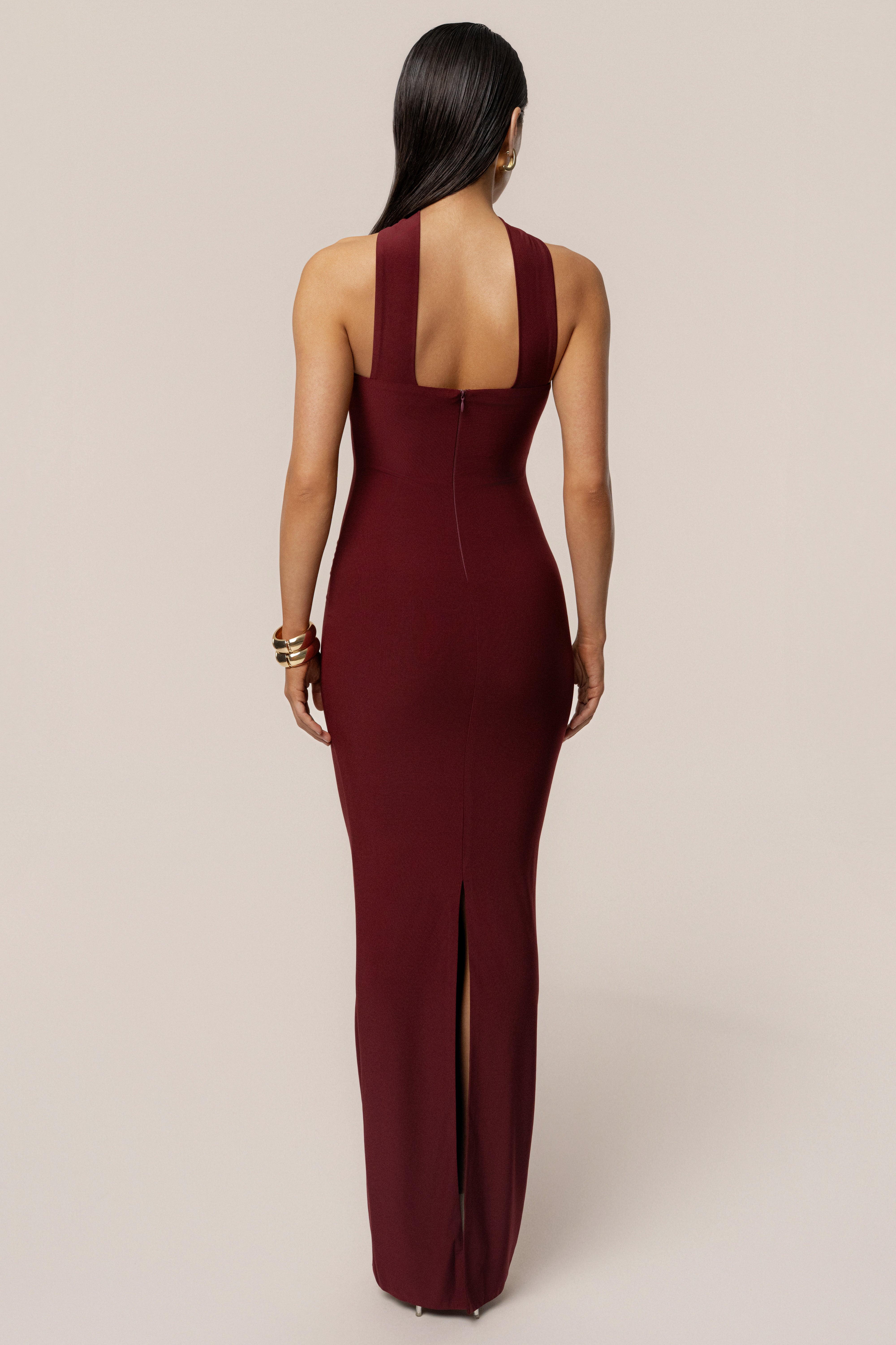 Burgundy Night Rose Maxi Dress - JLUXLABEL