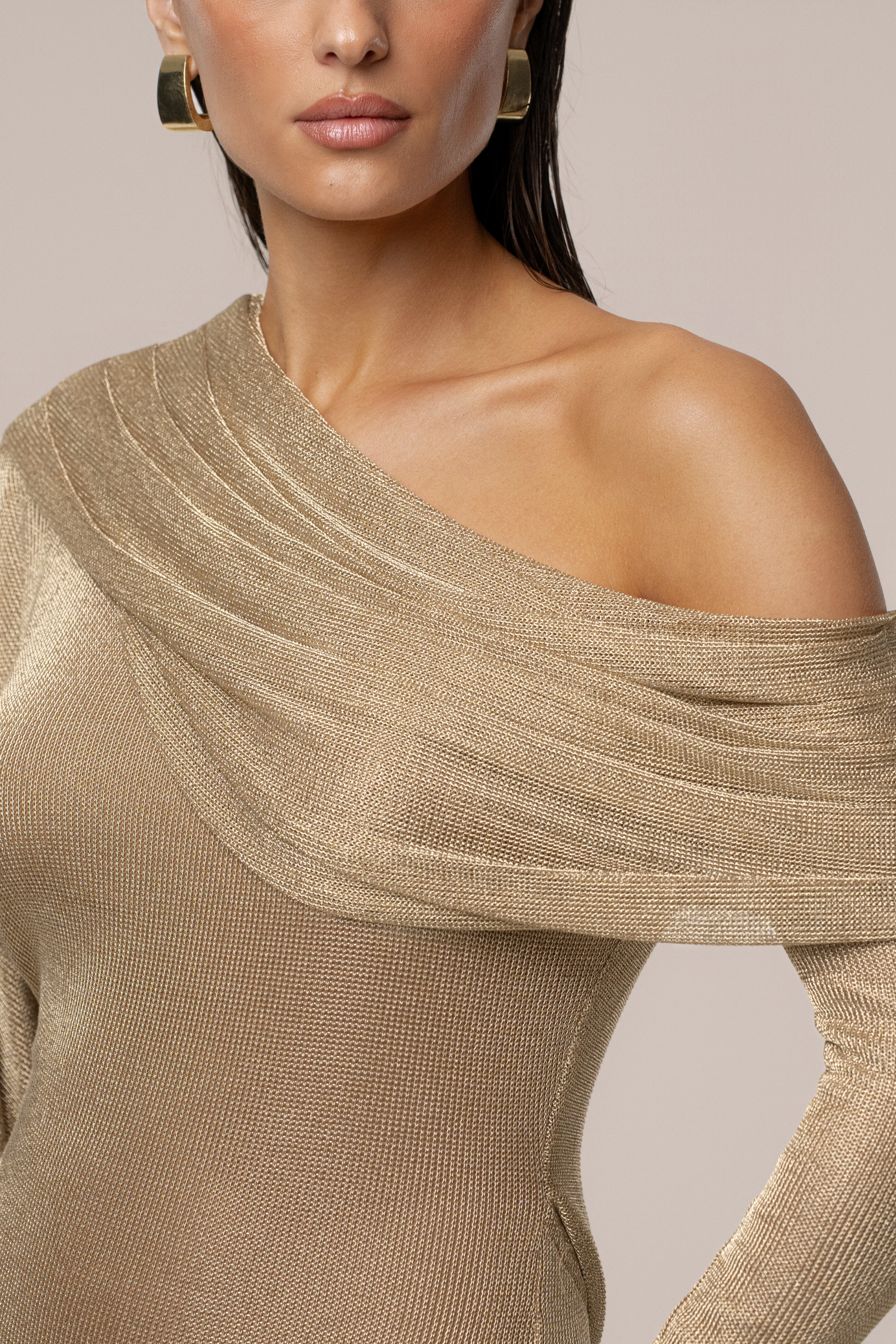 Gold Drape And Shine Maxi Dress - JLUXLABEL