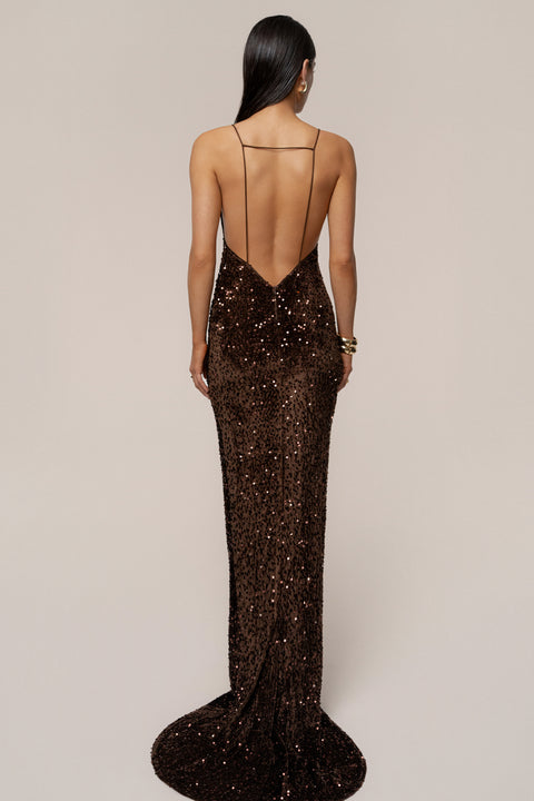 Brown Glisten All Night Sequin Gown Brown Glisten All Night Sequin Gown