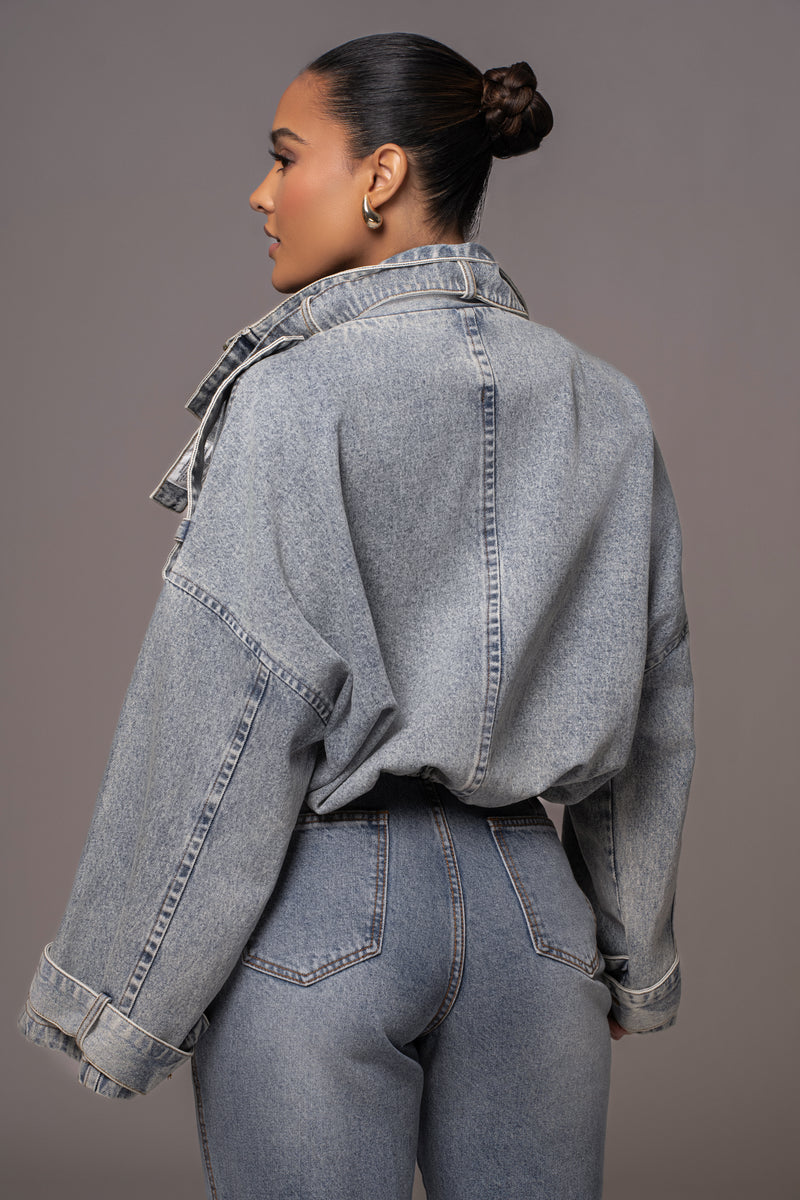 Medium Wash Esther Utility Denim Jacket - JLUXLABEL