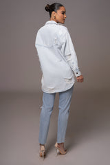 Light Wash Leonie Oversize Denim Shirt - JLUXLABEL