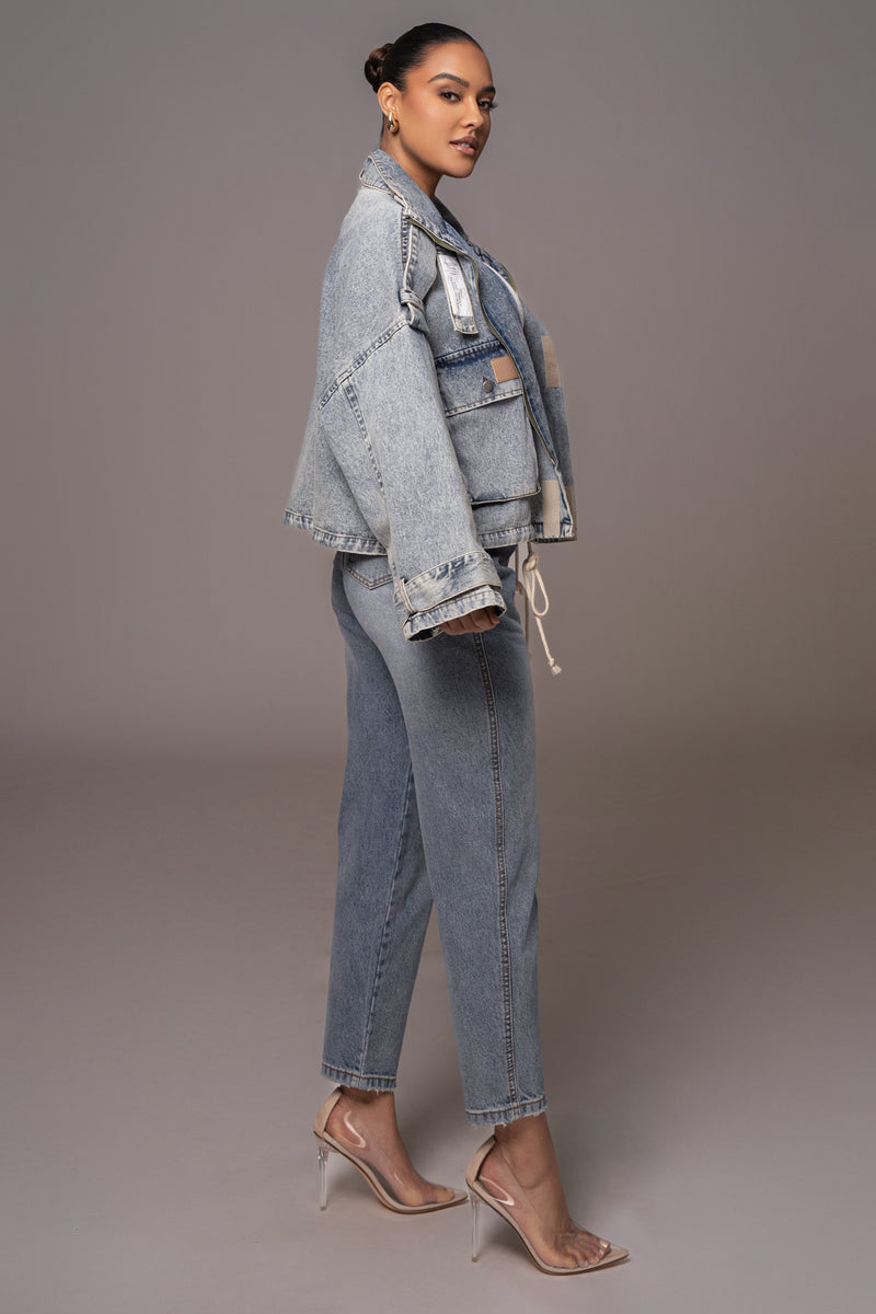 Medium Wash Esther Utility Denim Jacket - JLUXLABEL