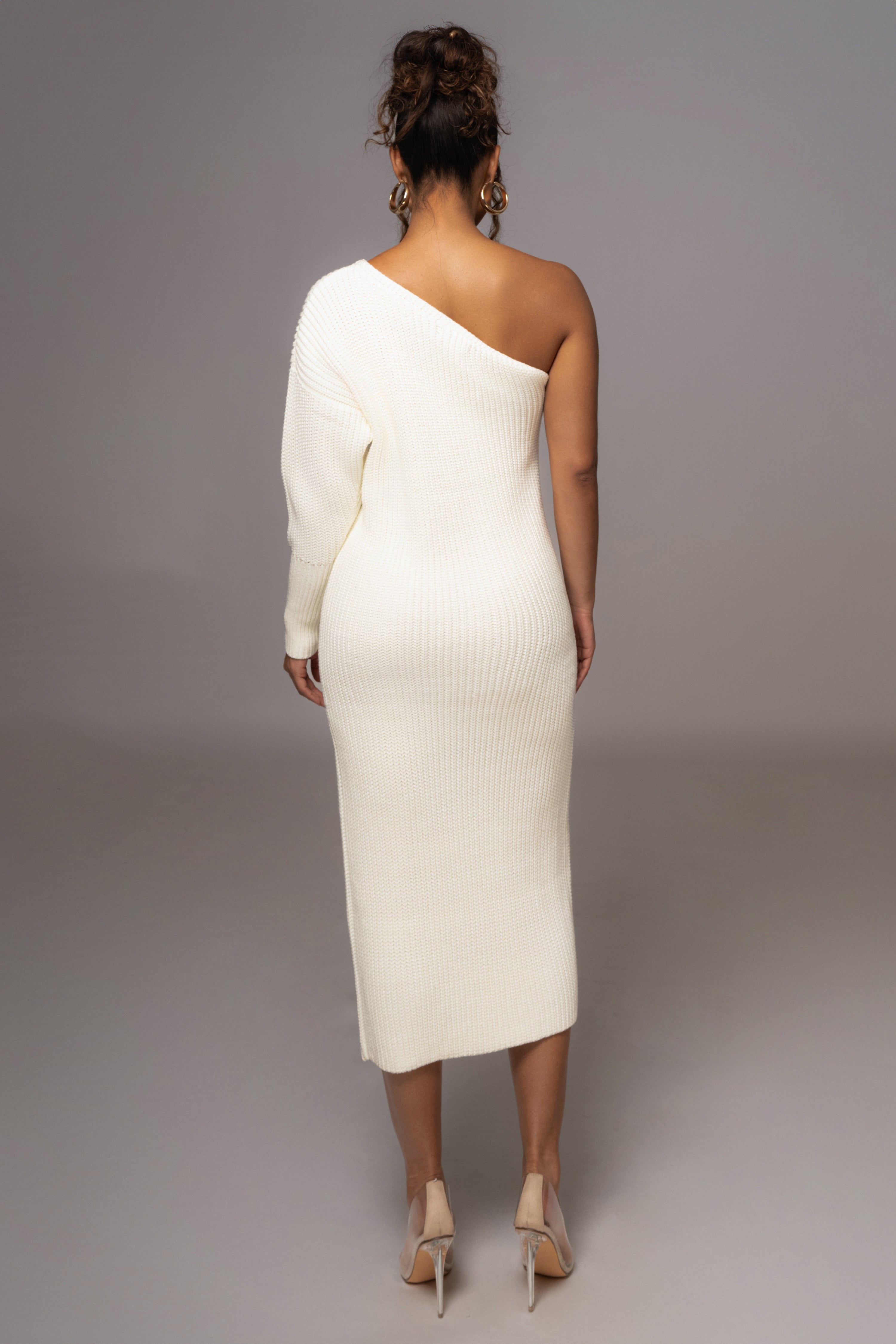 Ivory Long Knit Sweater Dress - JLUXLABEL