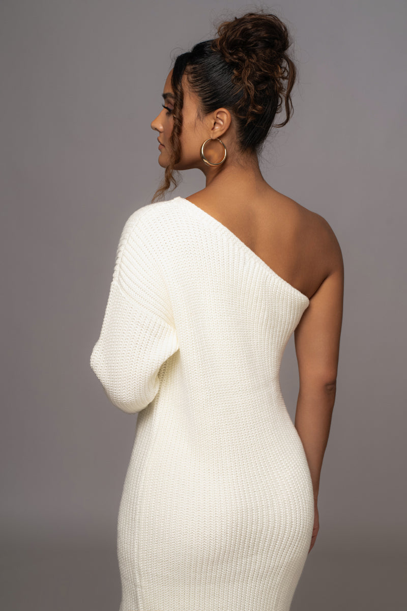 Ivory Long Knit Sweater Dress - JLUXLABEL