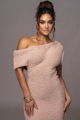 Beige Shayna Knit Maxi Dress - JLUXLABEL