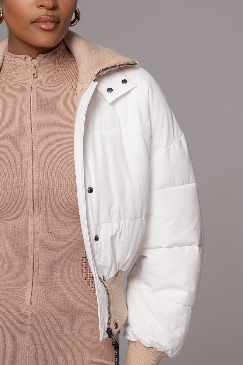 White Stassie Ribbed Jacket