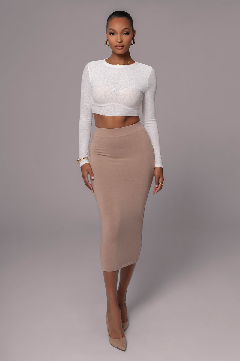 Ivory Just Enough Ribbed Crop Top