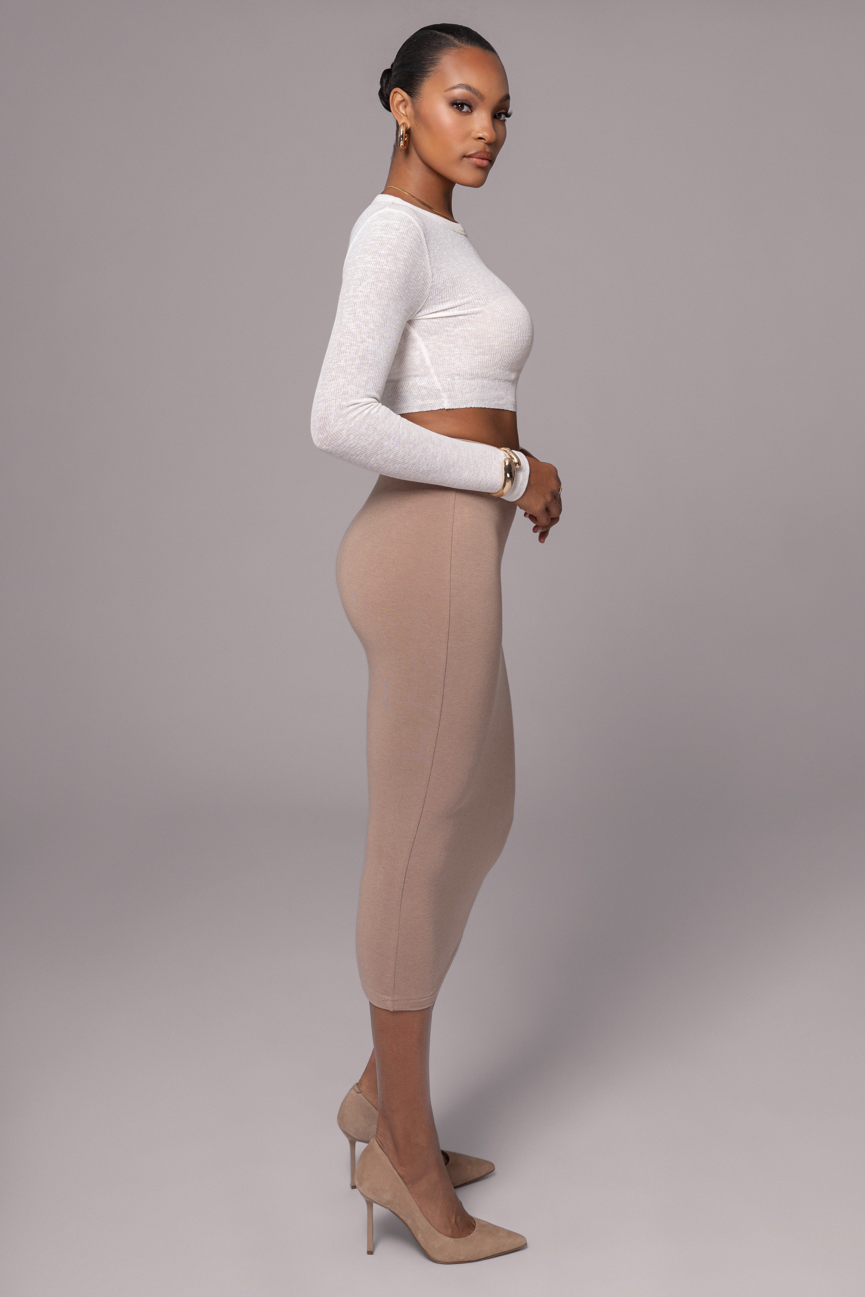 Ivory Just Enough Ribbed Crop Top