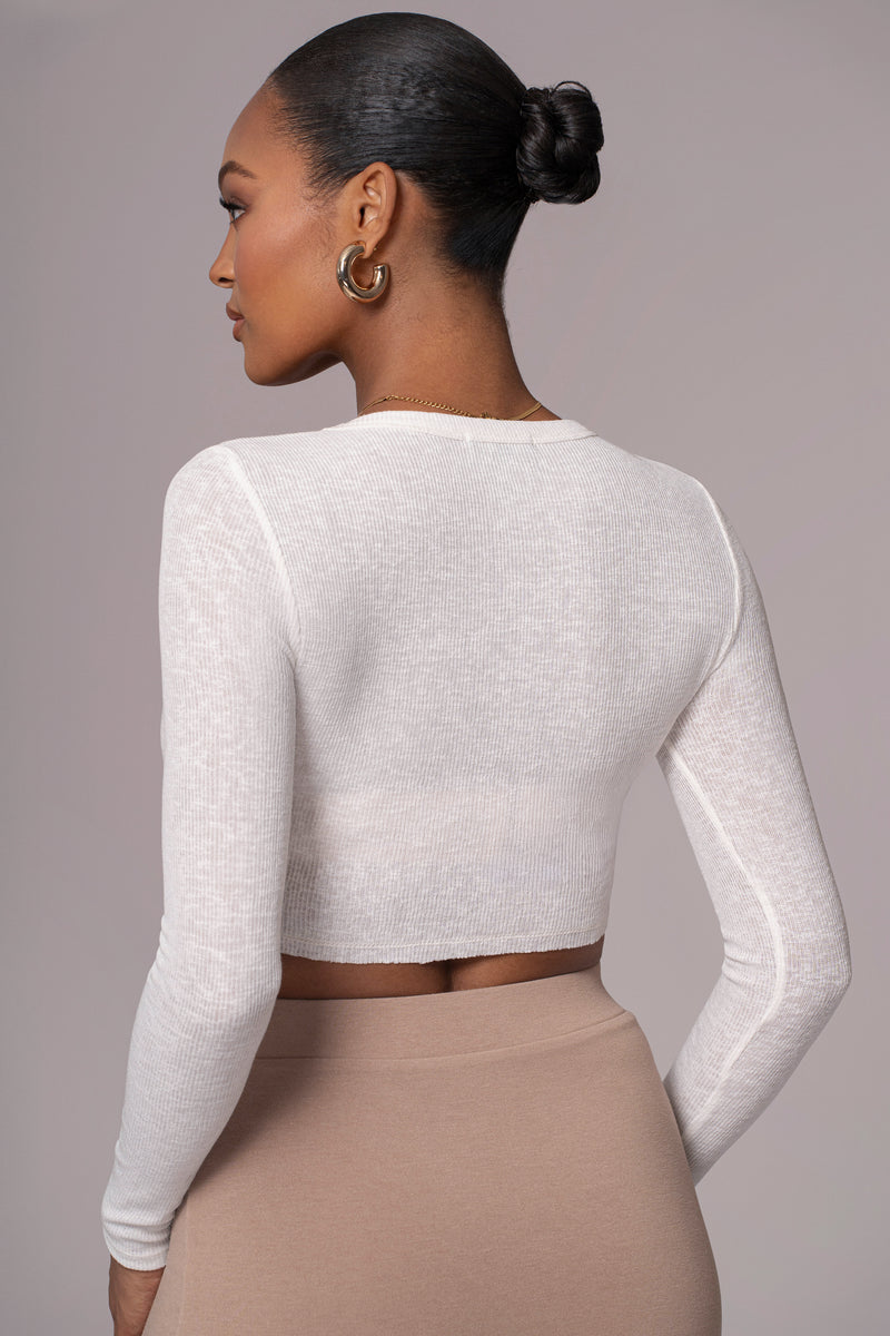 Ivory Just Enough Ribbed Crop Top