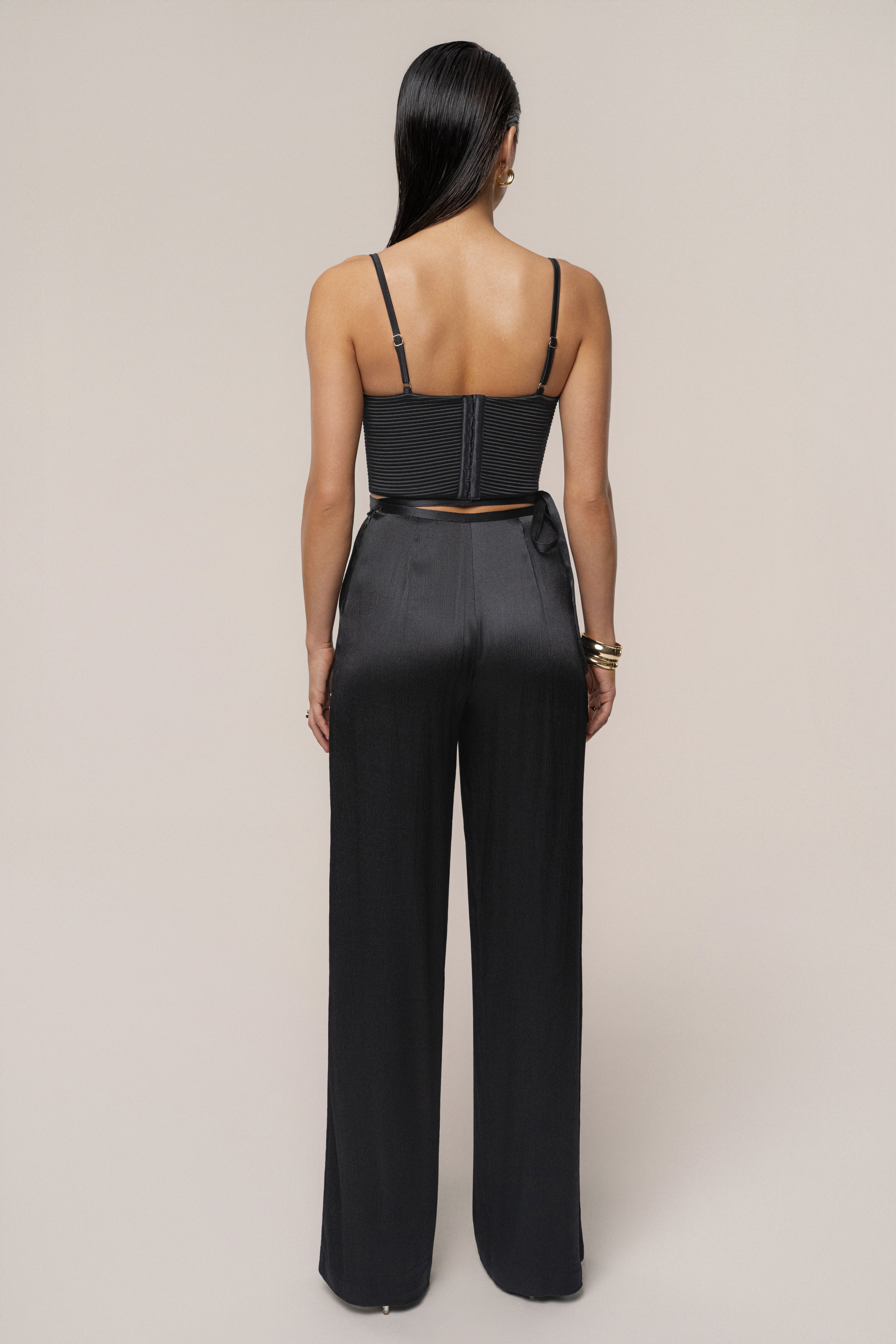 Black Deserae Satin Pants