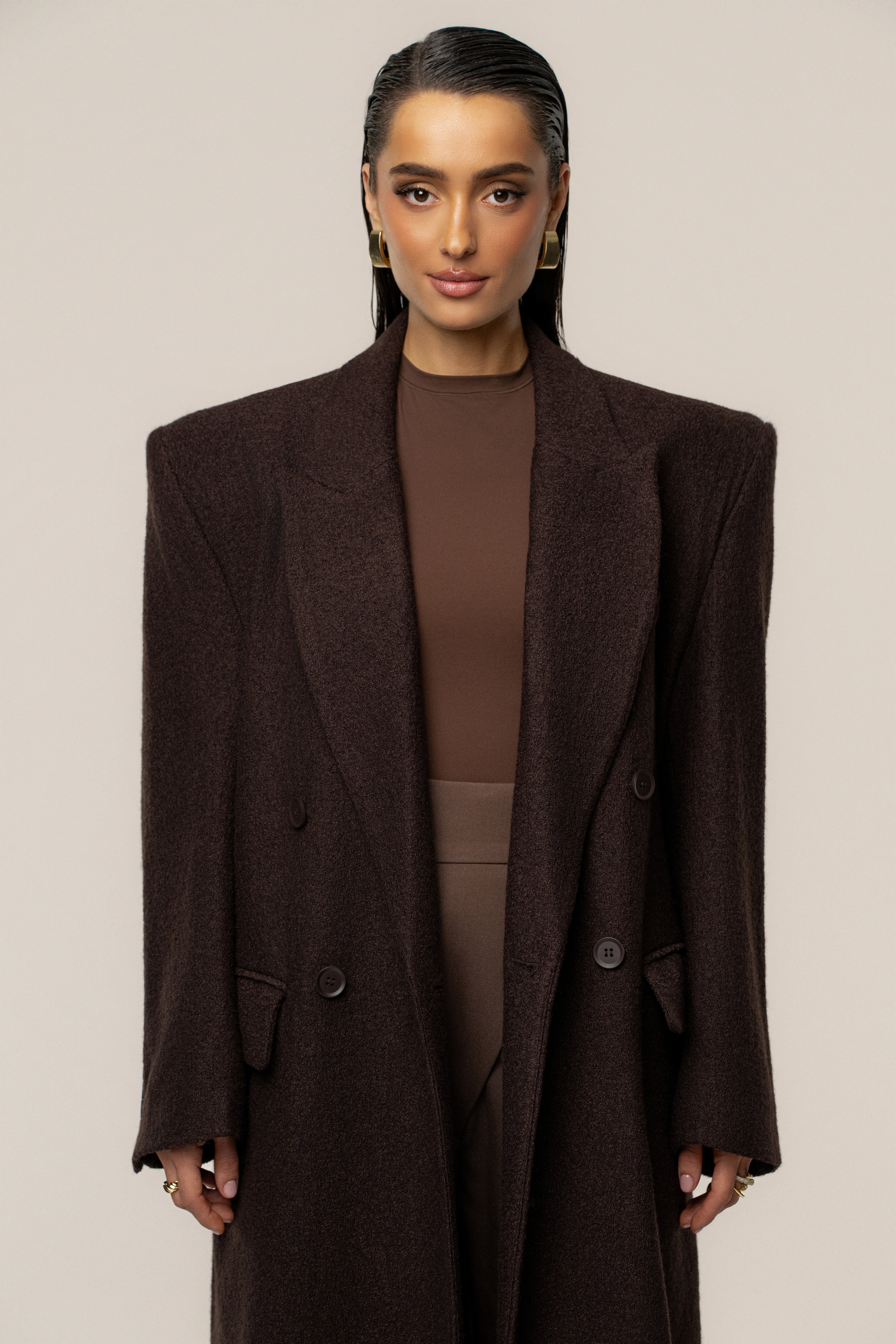 Chocolate Oversize Double Breasted Coat