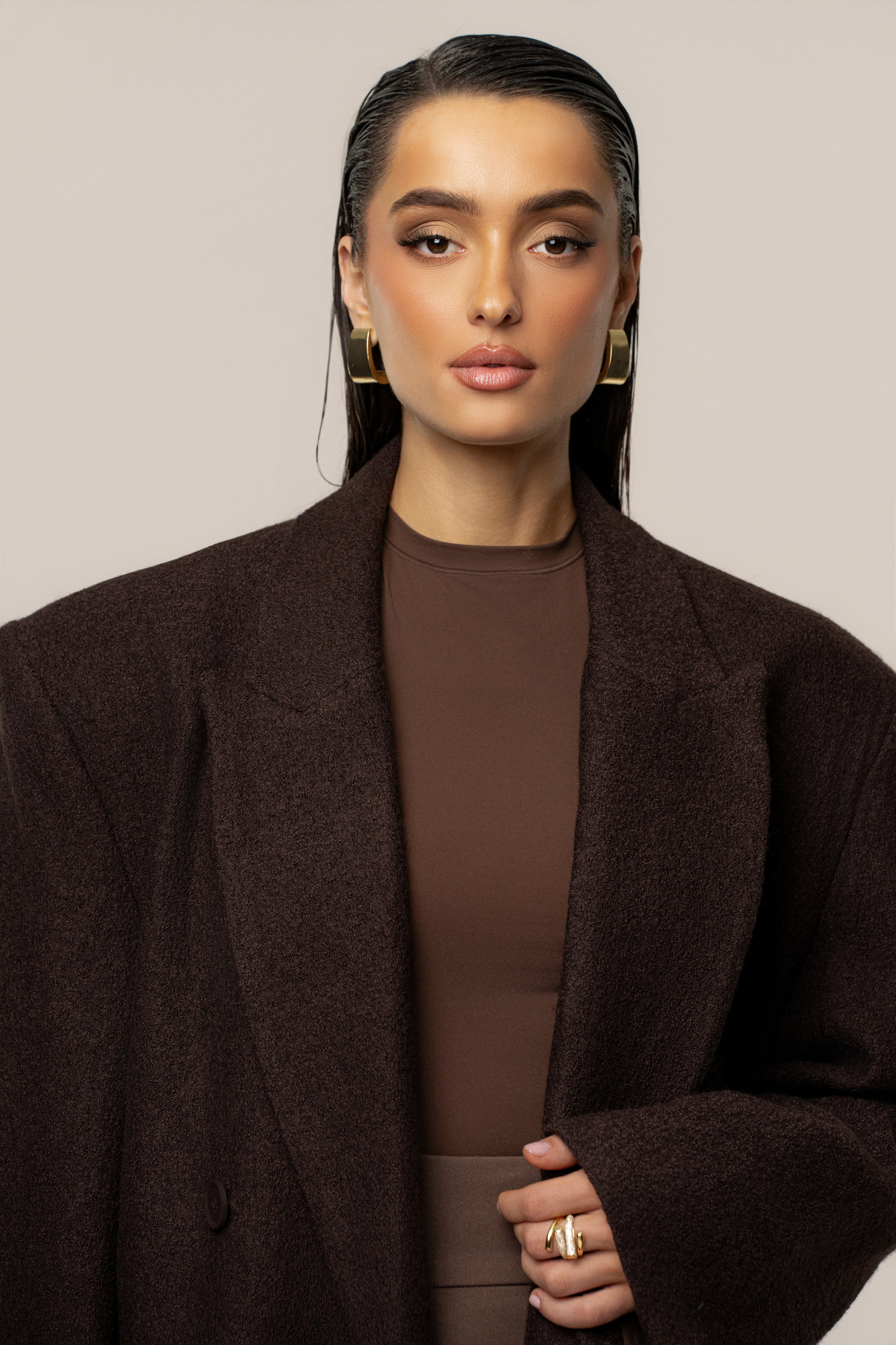 Chocolate Oversize Double Breasted Coat