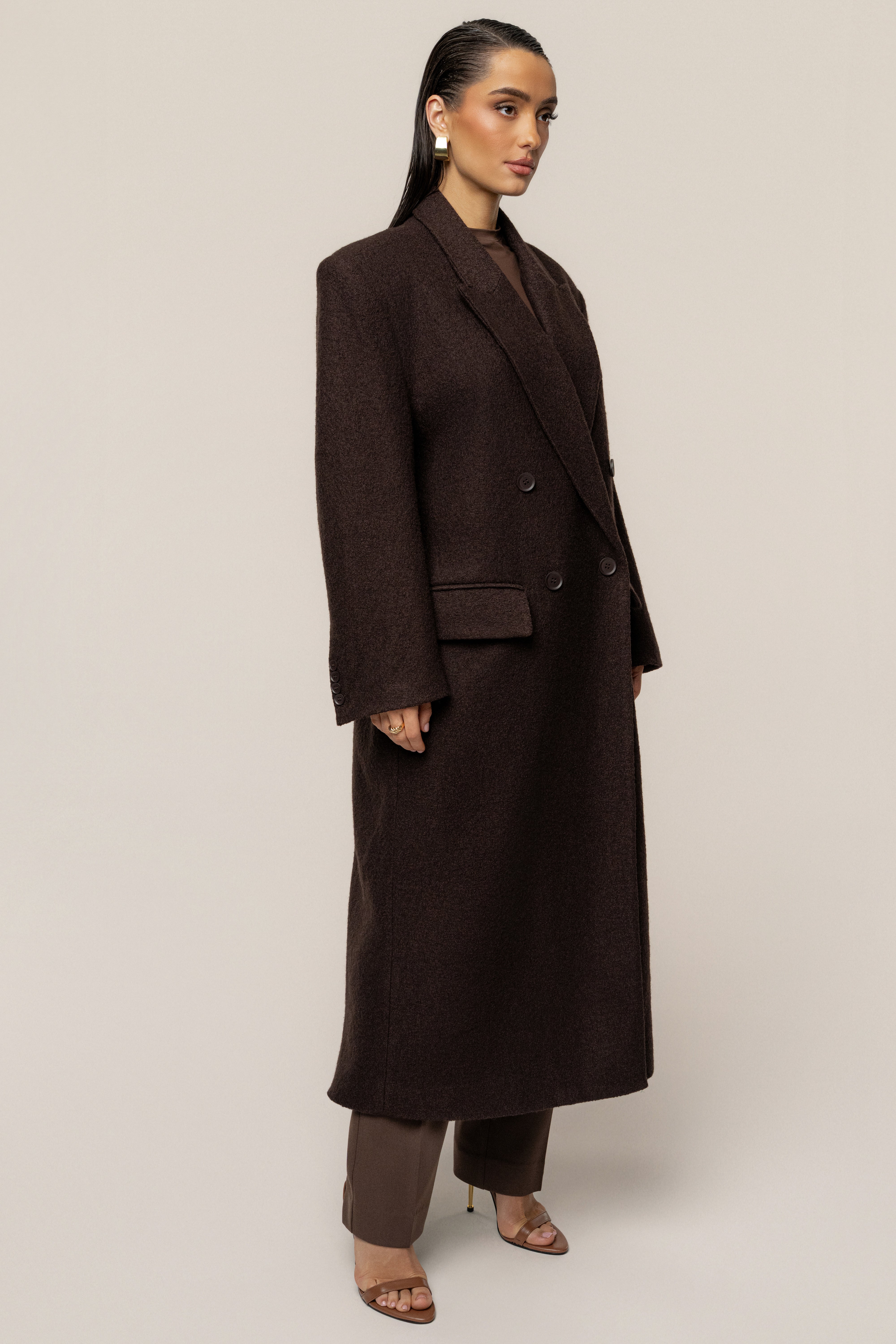 Chocolate Oversize Double Breasted Coat