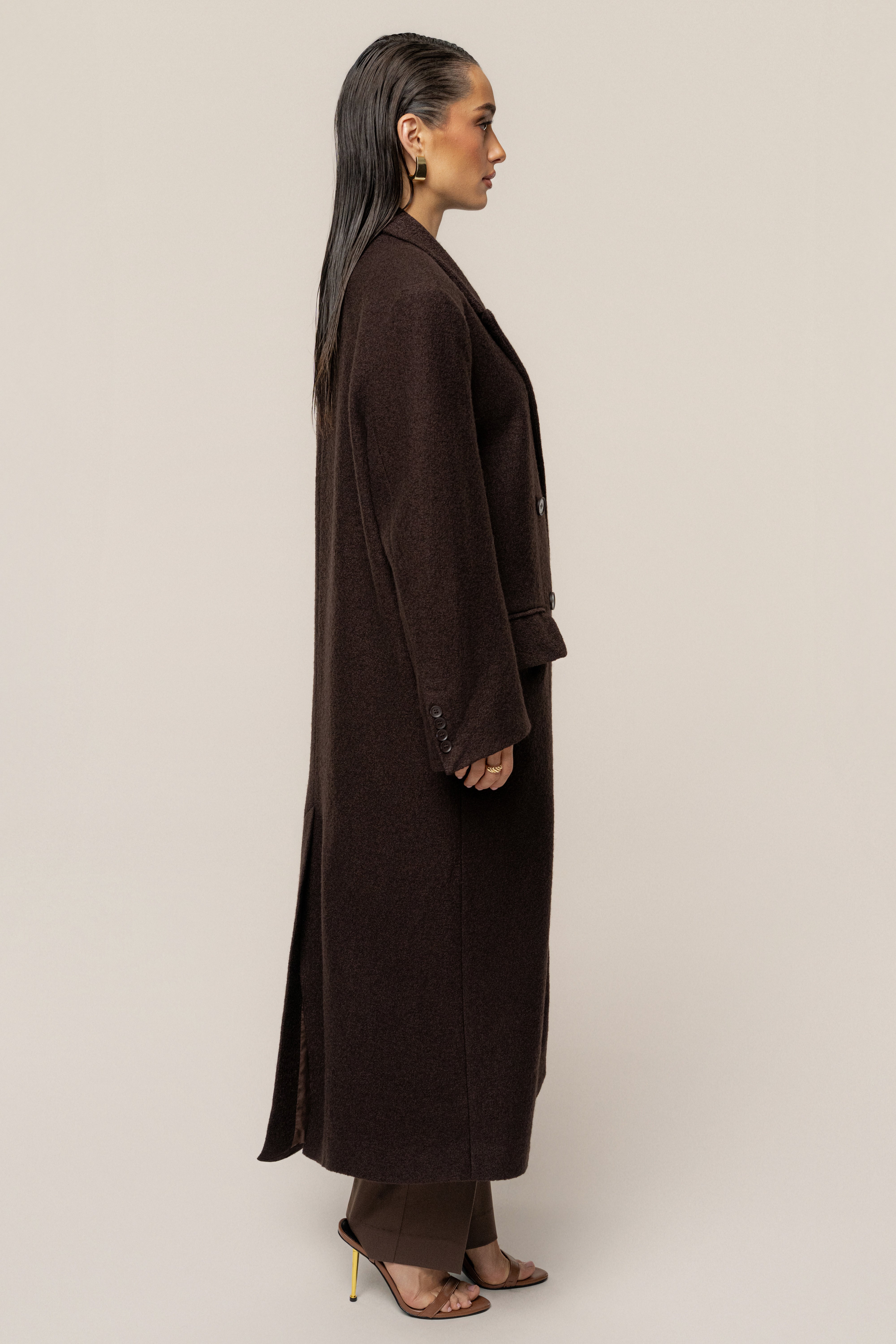 Chocolate Oversize Double Breasted Coat