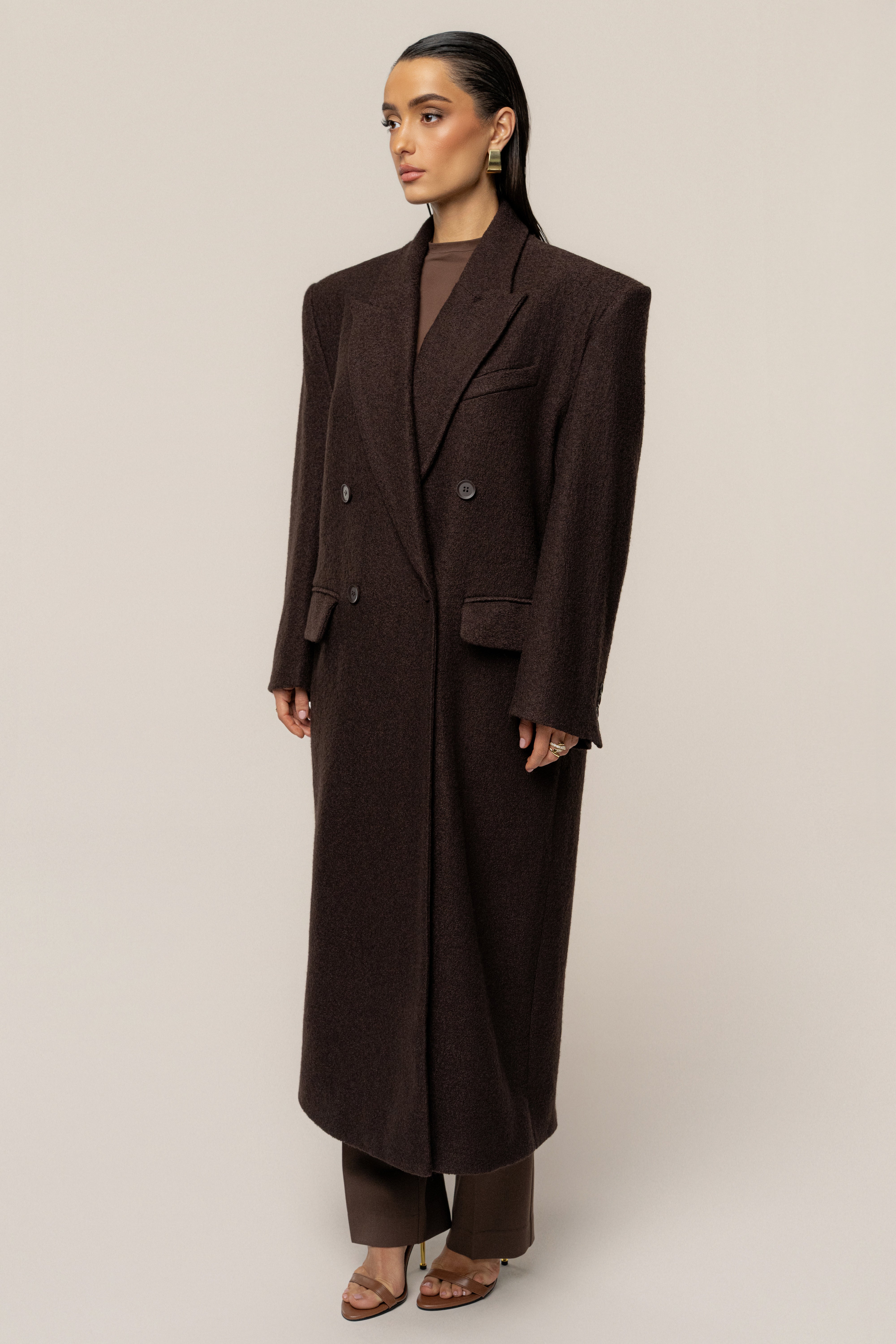 Chocolate Oversize Double Breasted Coat