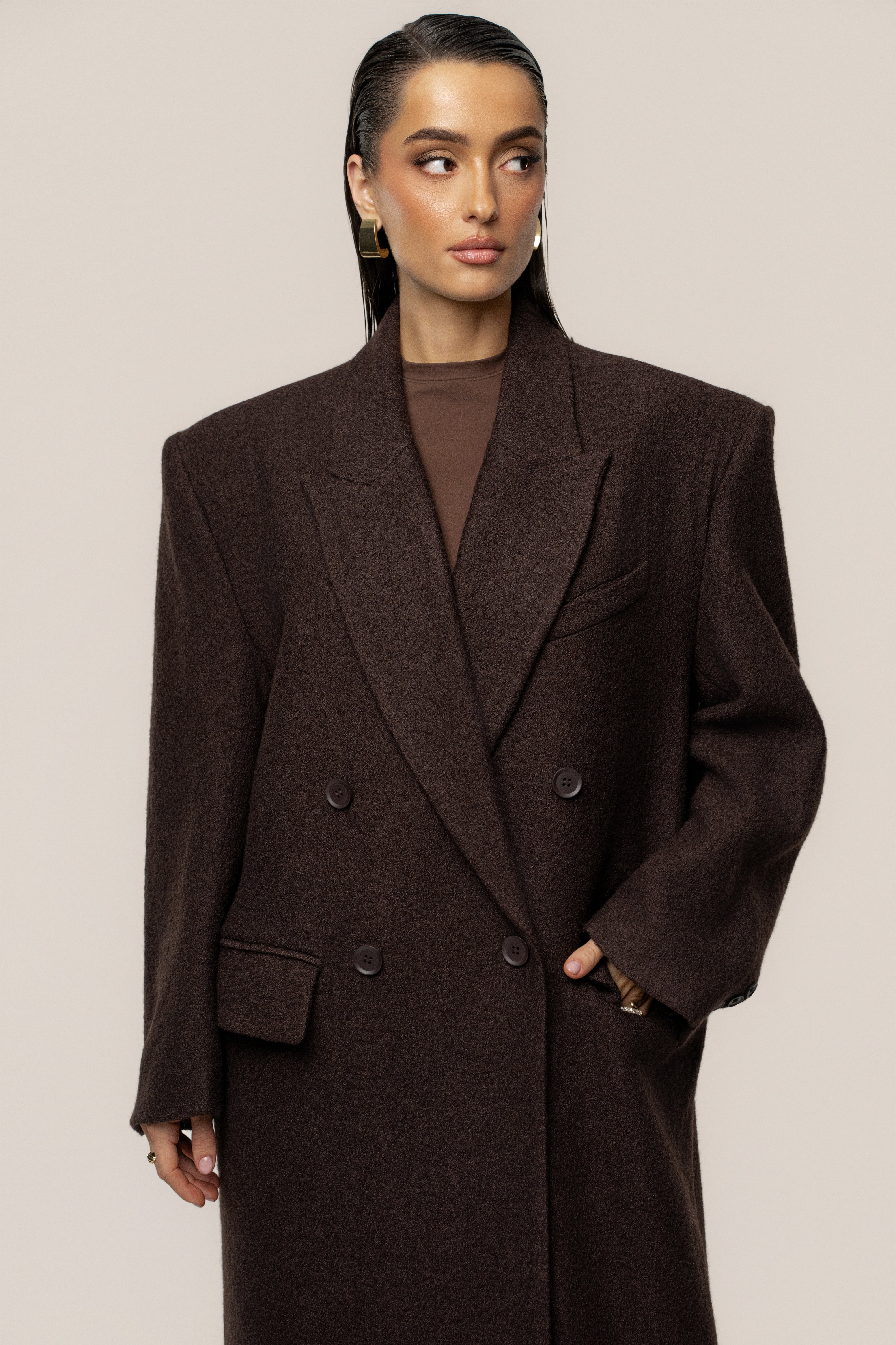Chocolate Oversize Double Breasted Coat