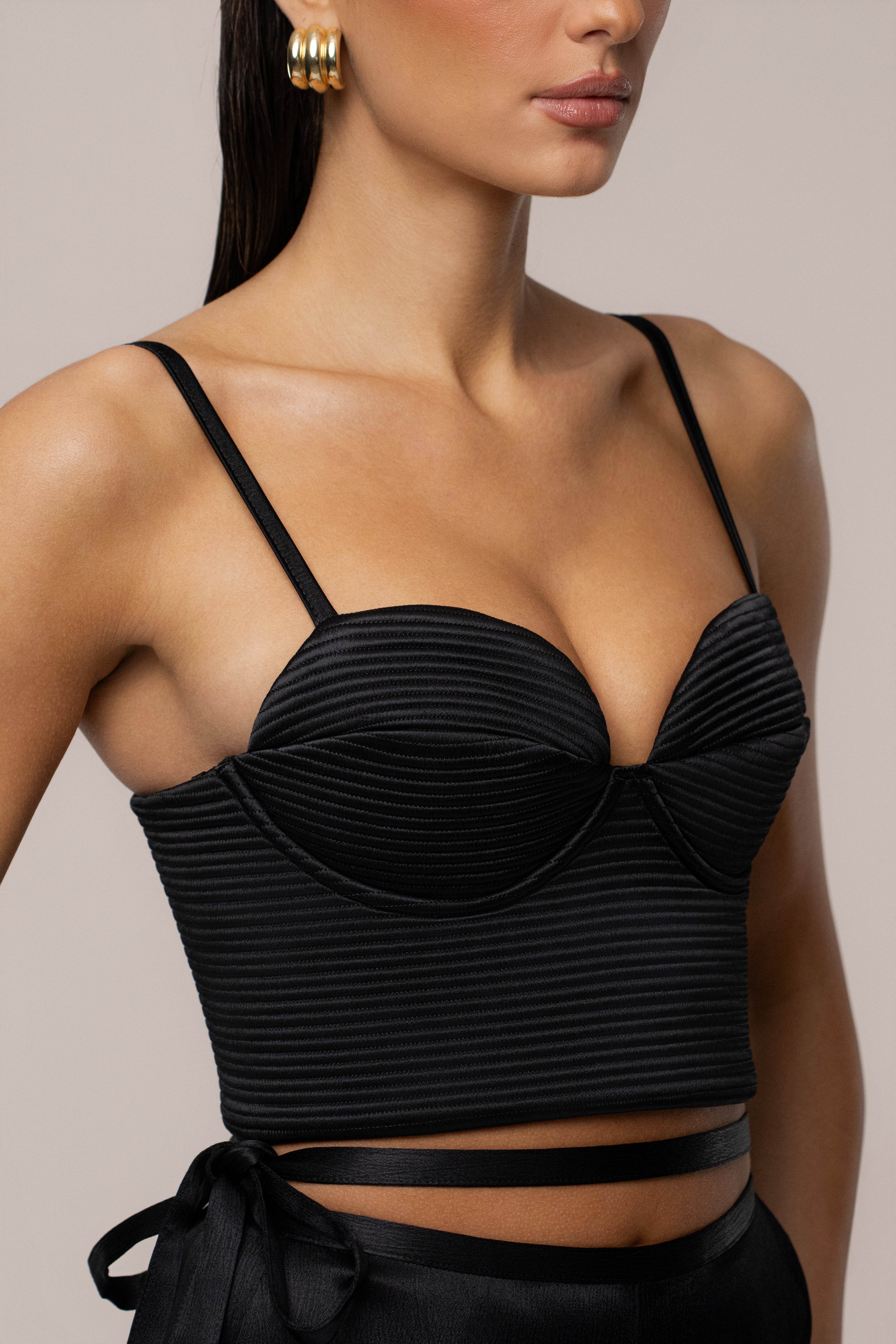 Black Thalia Textured Bustier