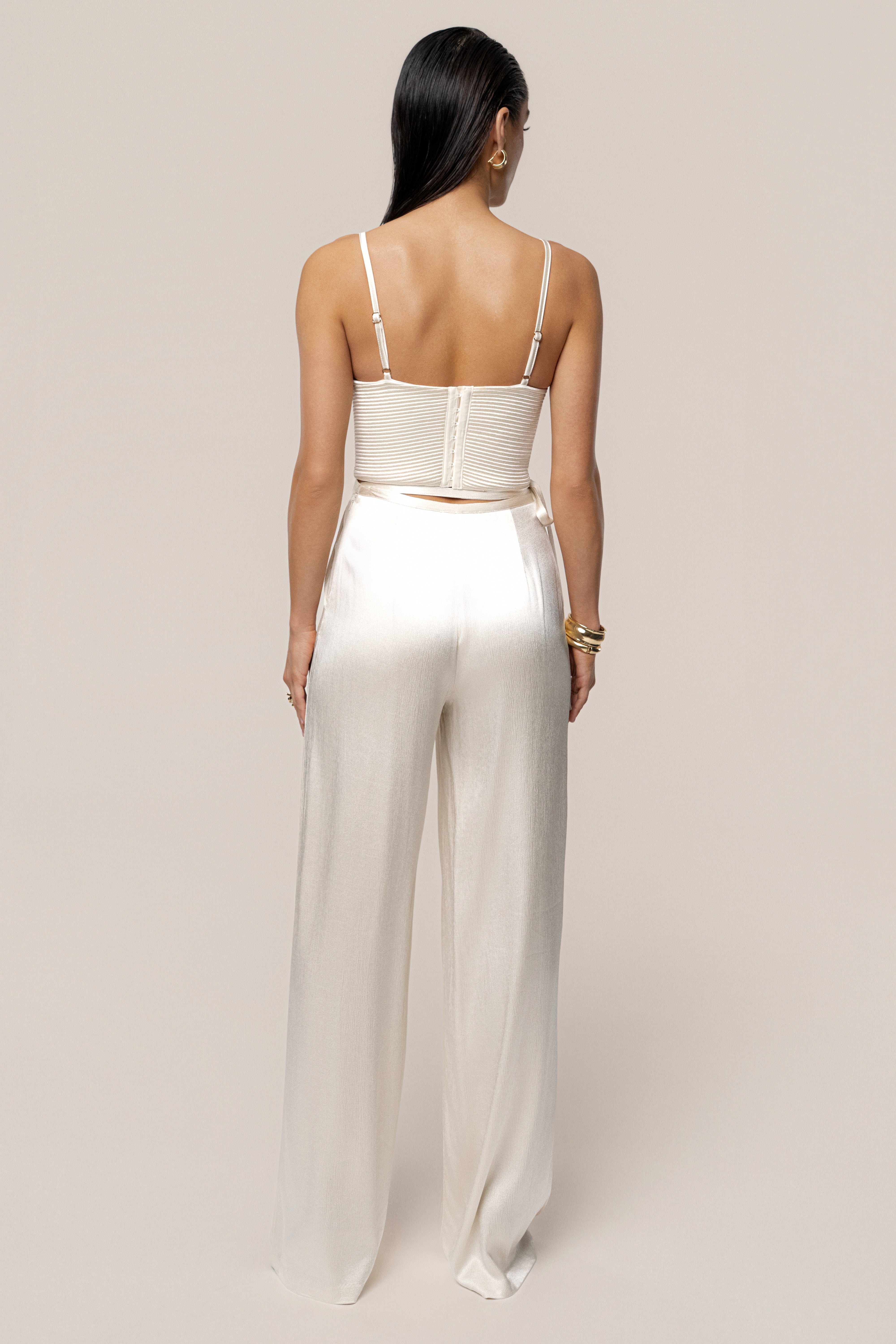 Champagne Deserae Satin Pants