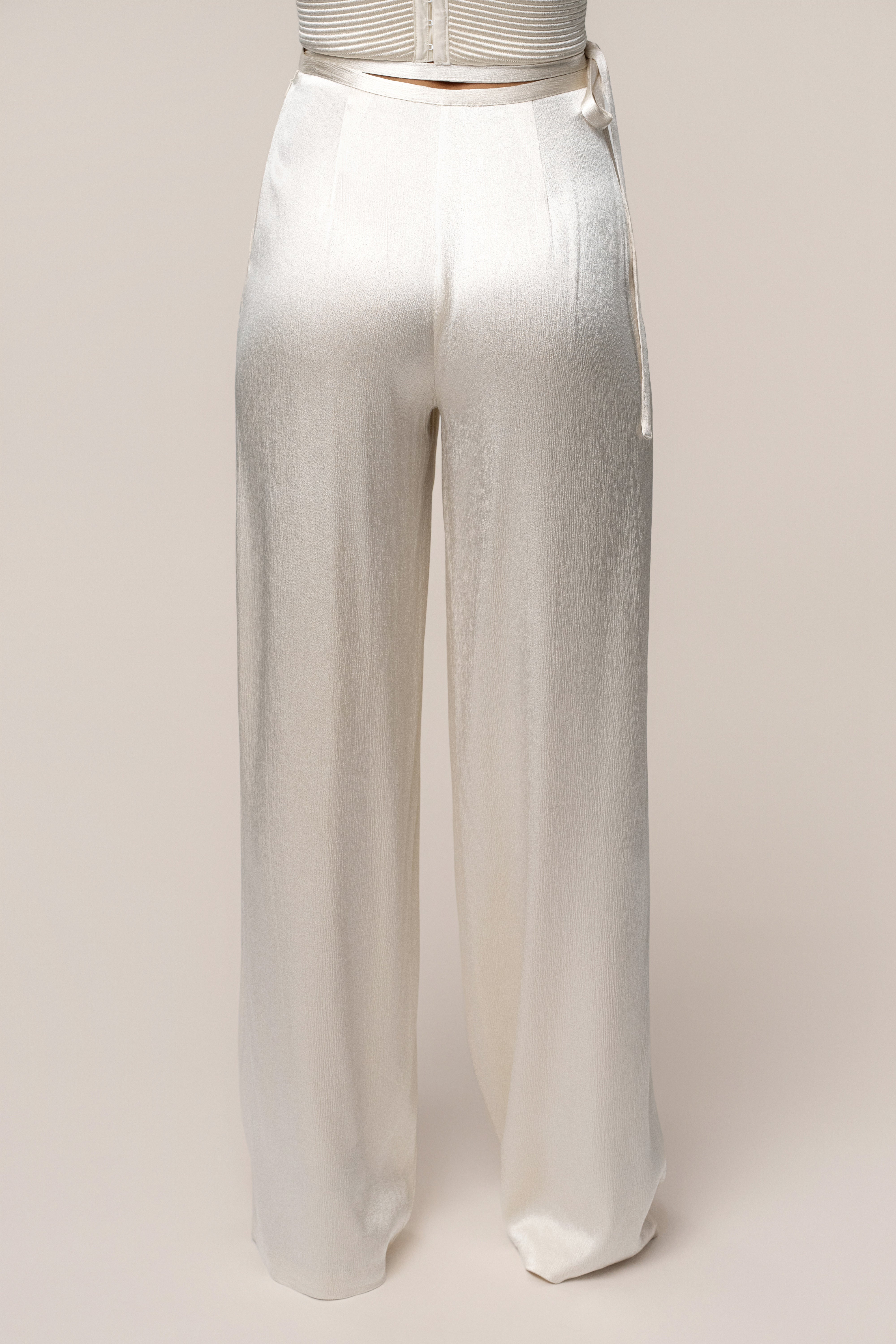 Champagne Deserae Satin Pants