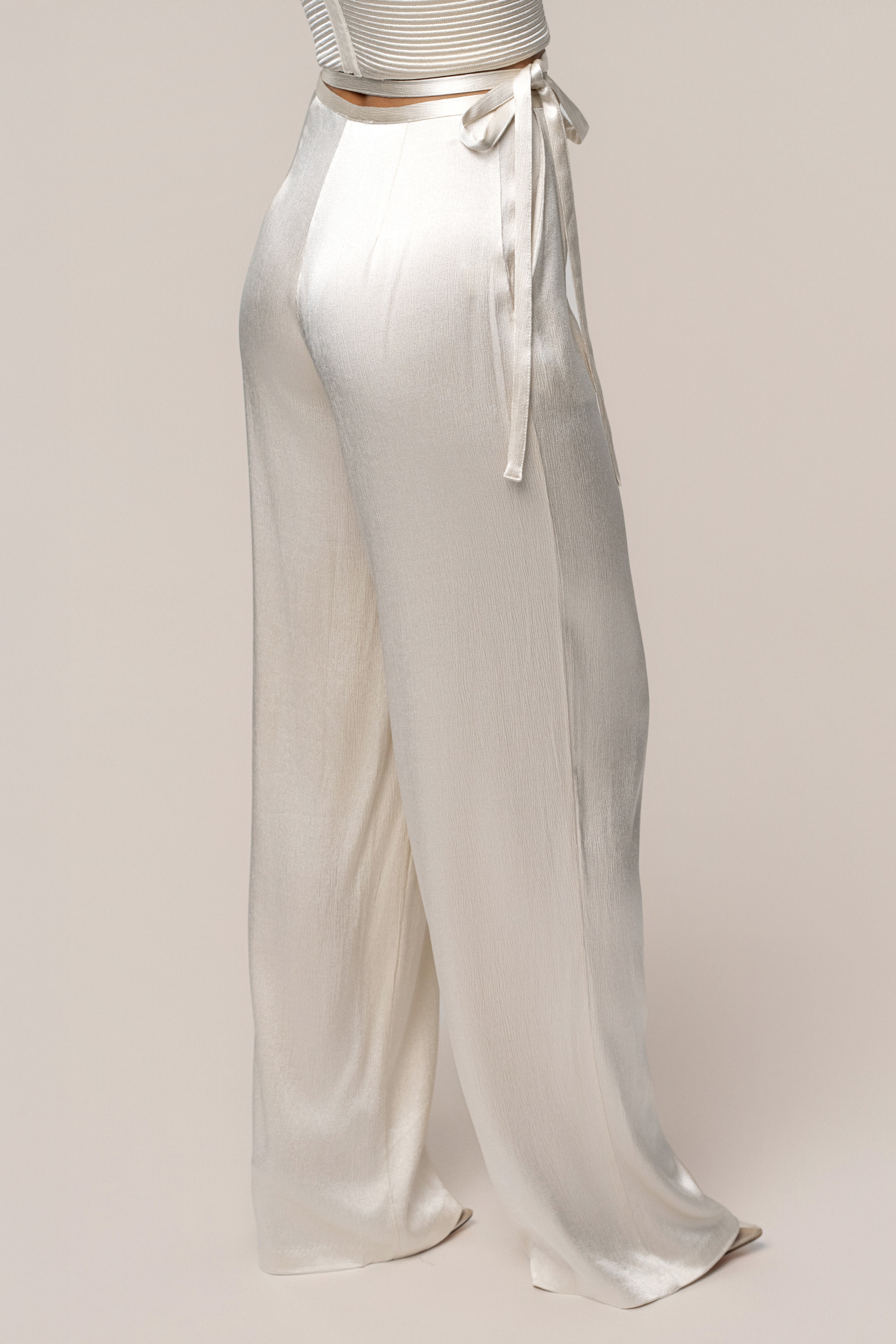 Champagne Deserae Satin Pants