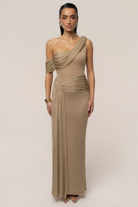 fitted lace wedding dress Amanda Gold Bandage Strapless Formal Maxi Dress - US 8