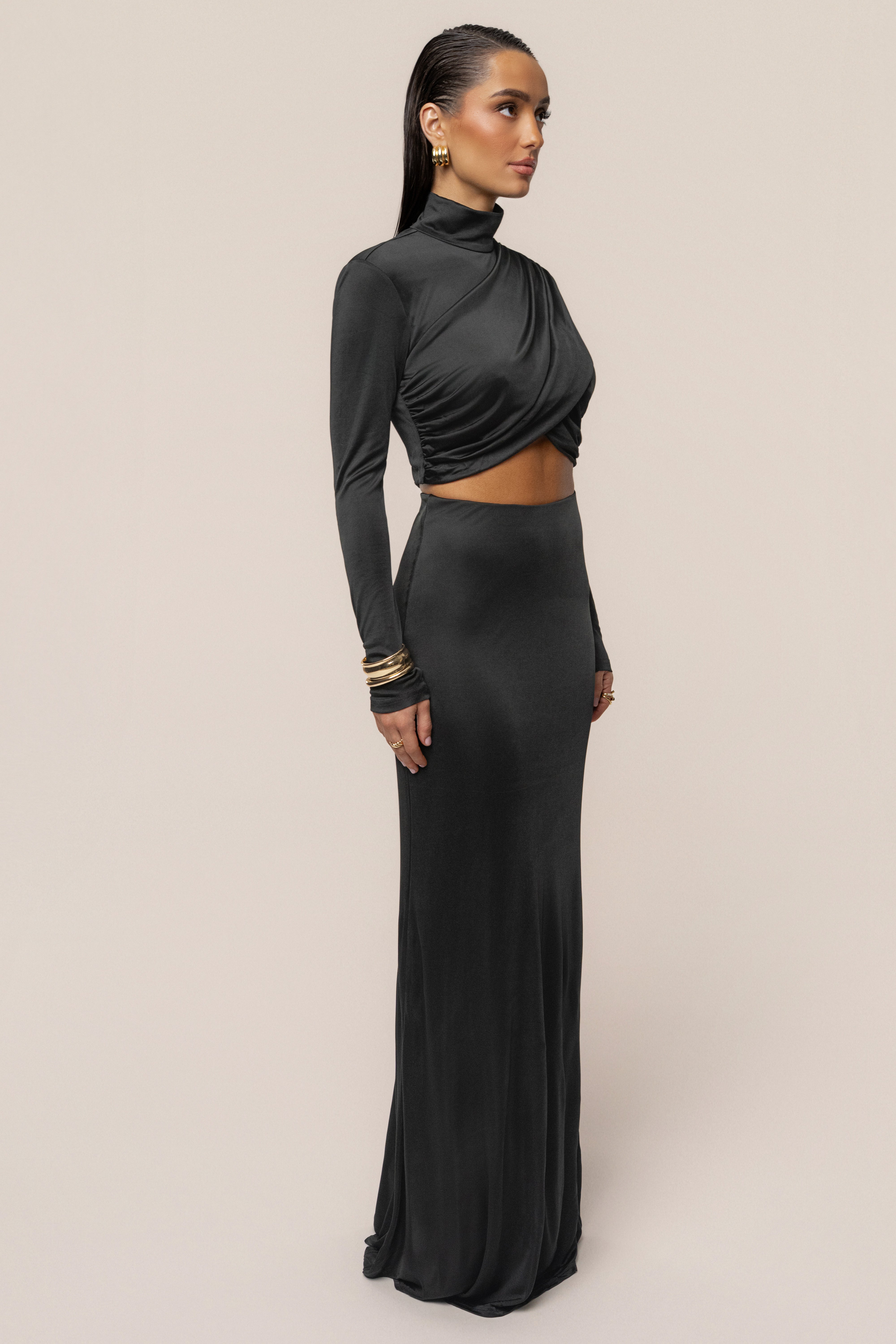 Black Ultra High Waist Maxi Skirt
