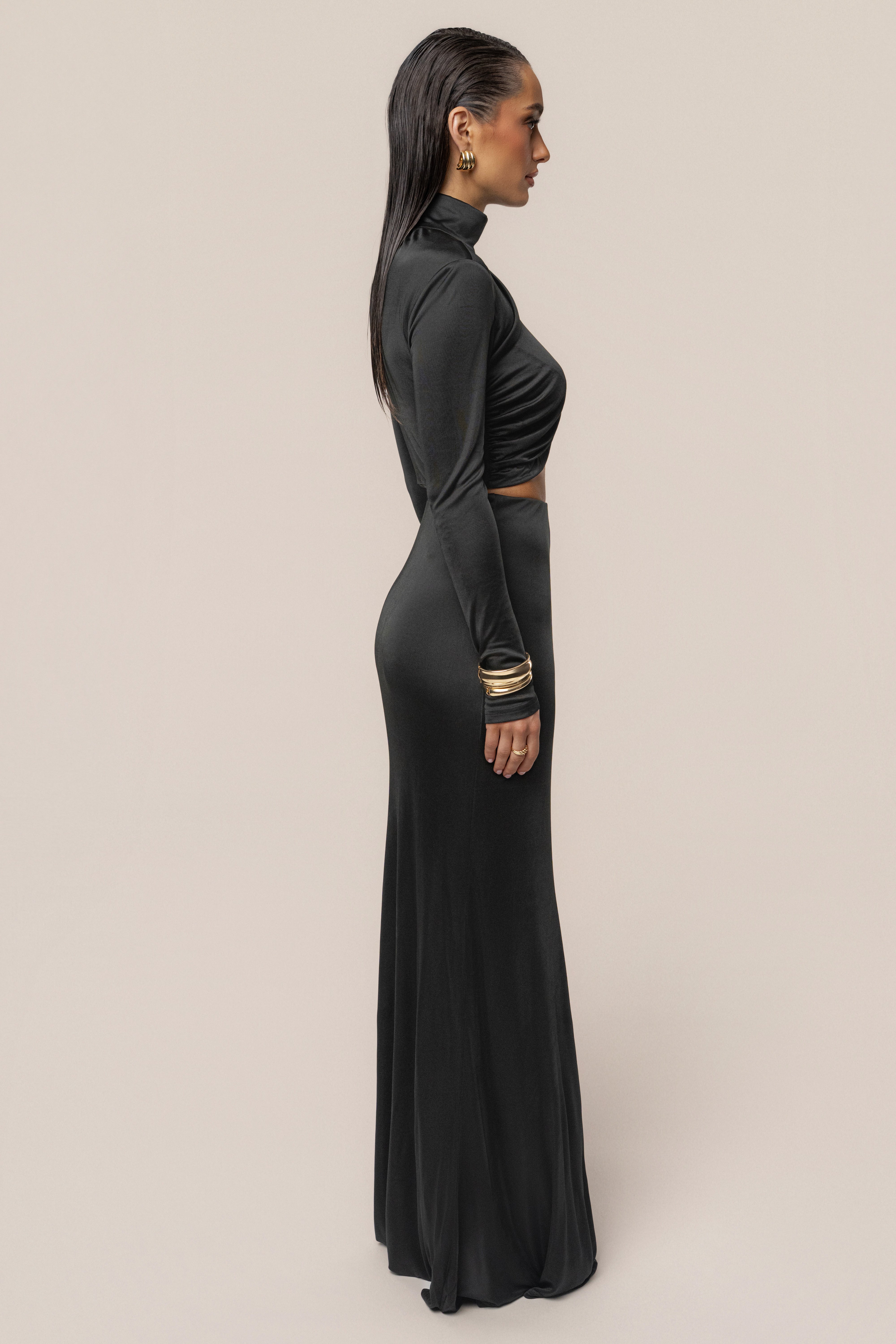 Black Ultra High Waist Maxi Skirt