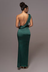 Green Satin Belle Maxi Dress - JLUXLABEL