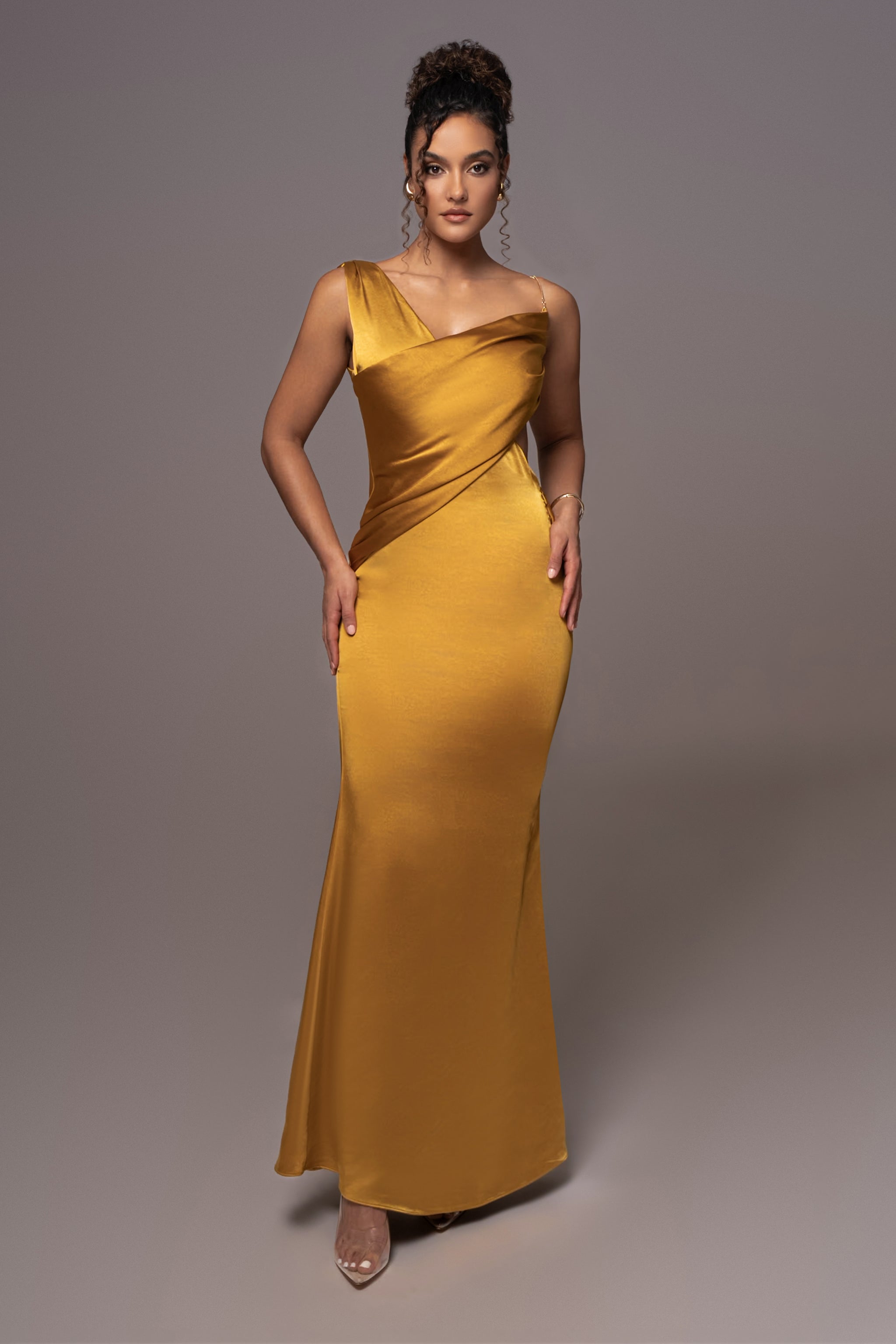 Yellow Satin Belle Maxi Dress