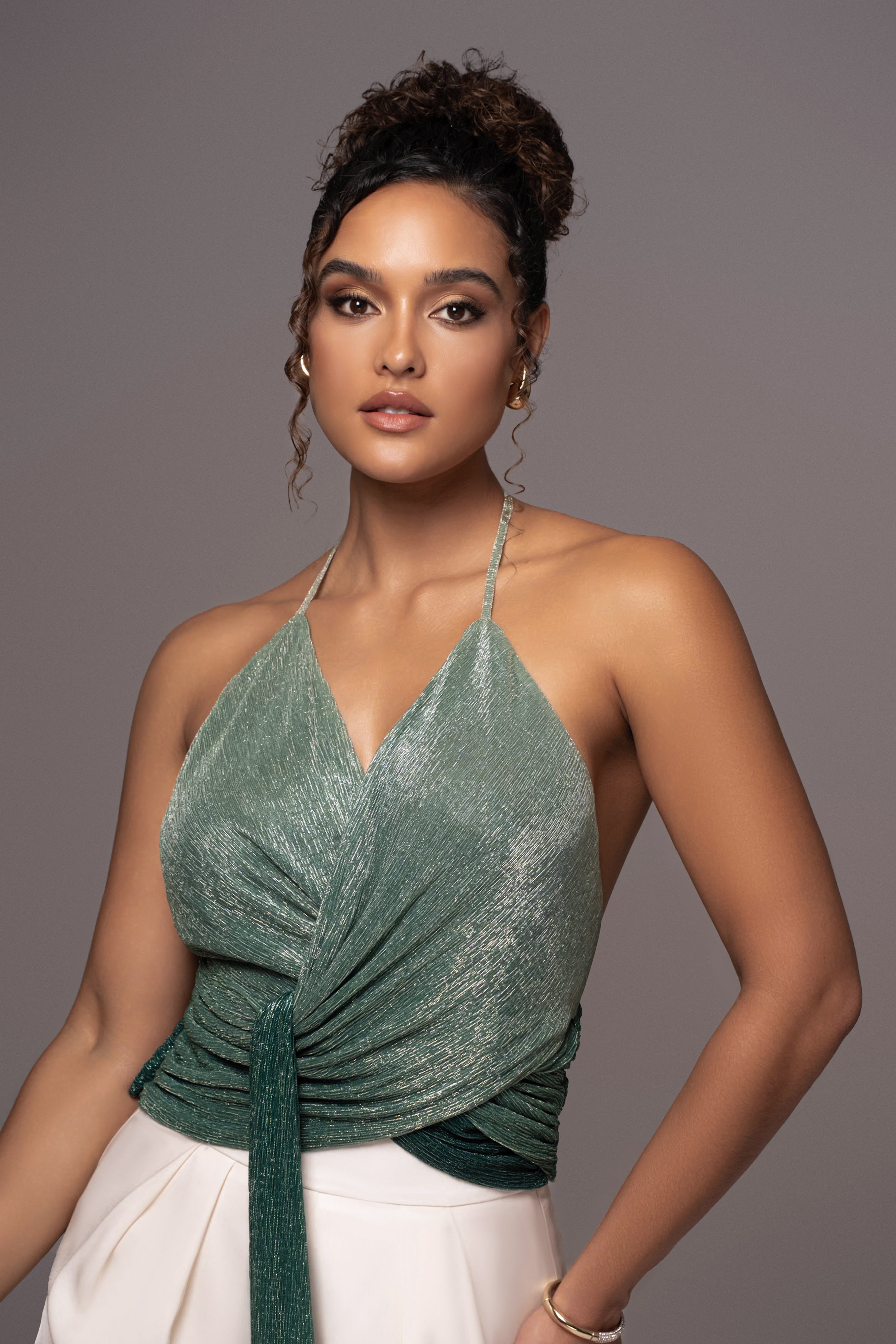 Green Bliss Halter Drape Top - JLUXLABEL