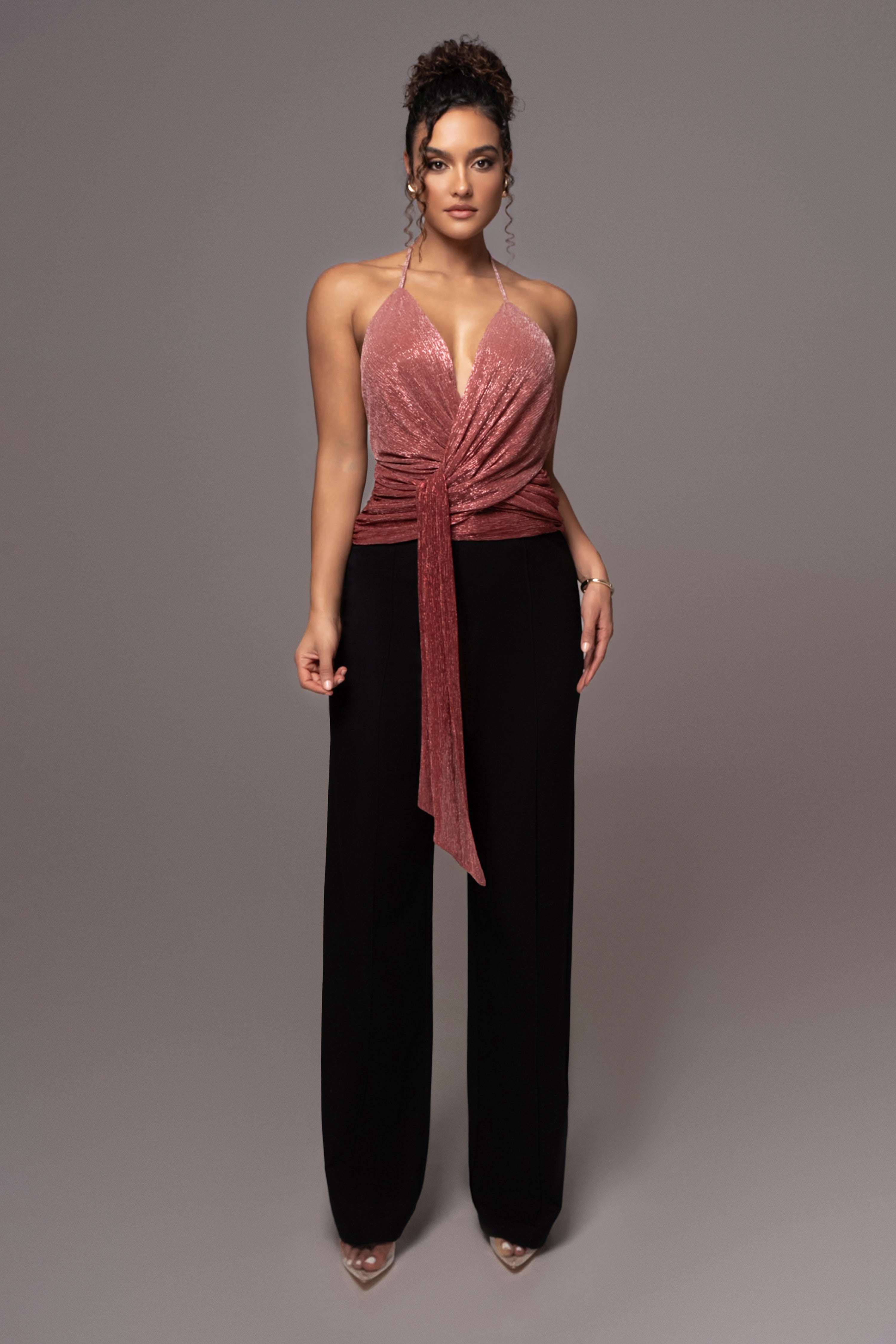 Red Bliss Halter Drape Top - JLUXLABEL