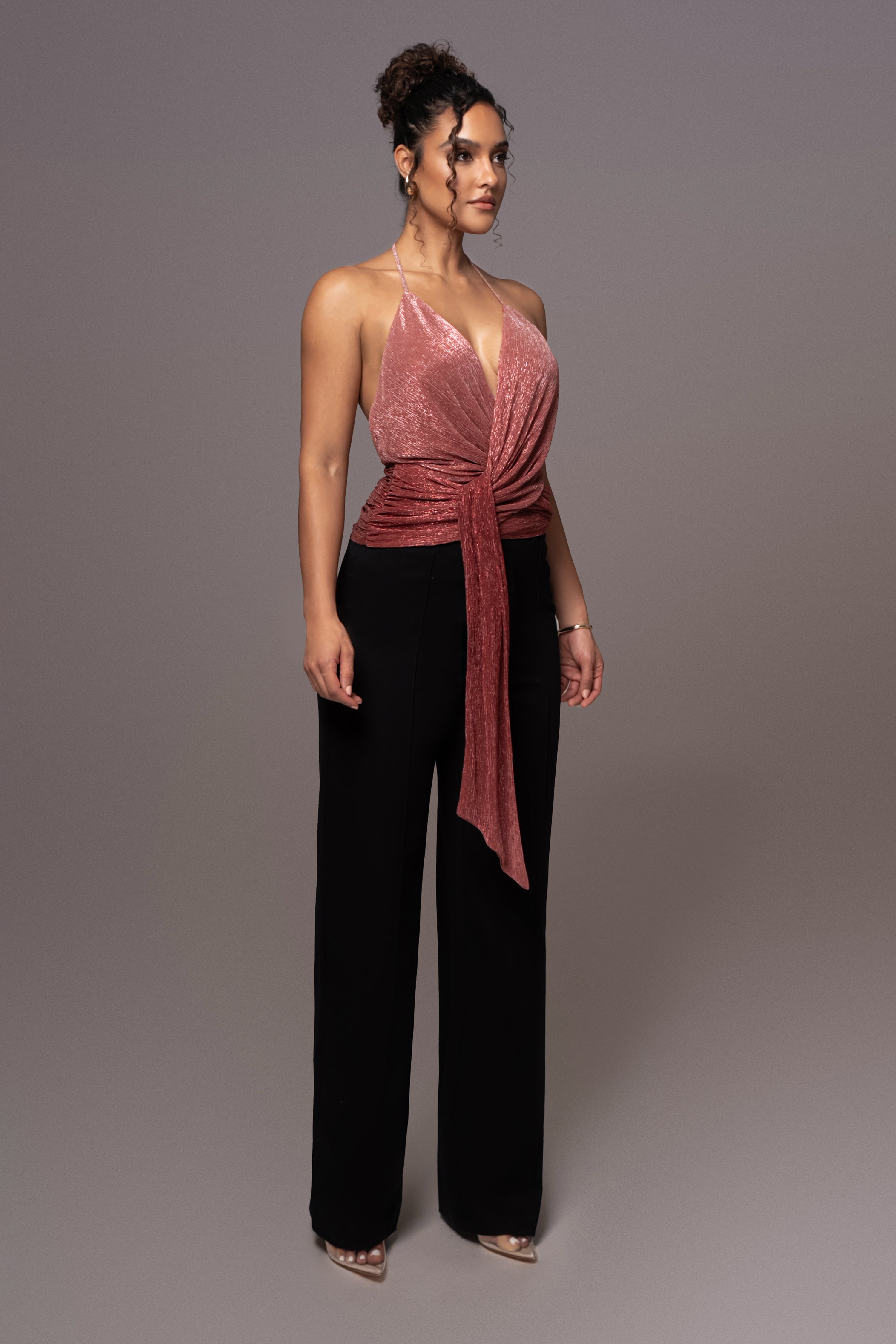 Red Bliss Halter Drape Top - JLUXLABEL