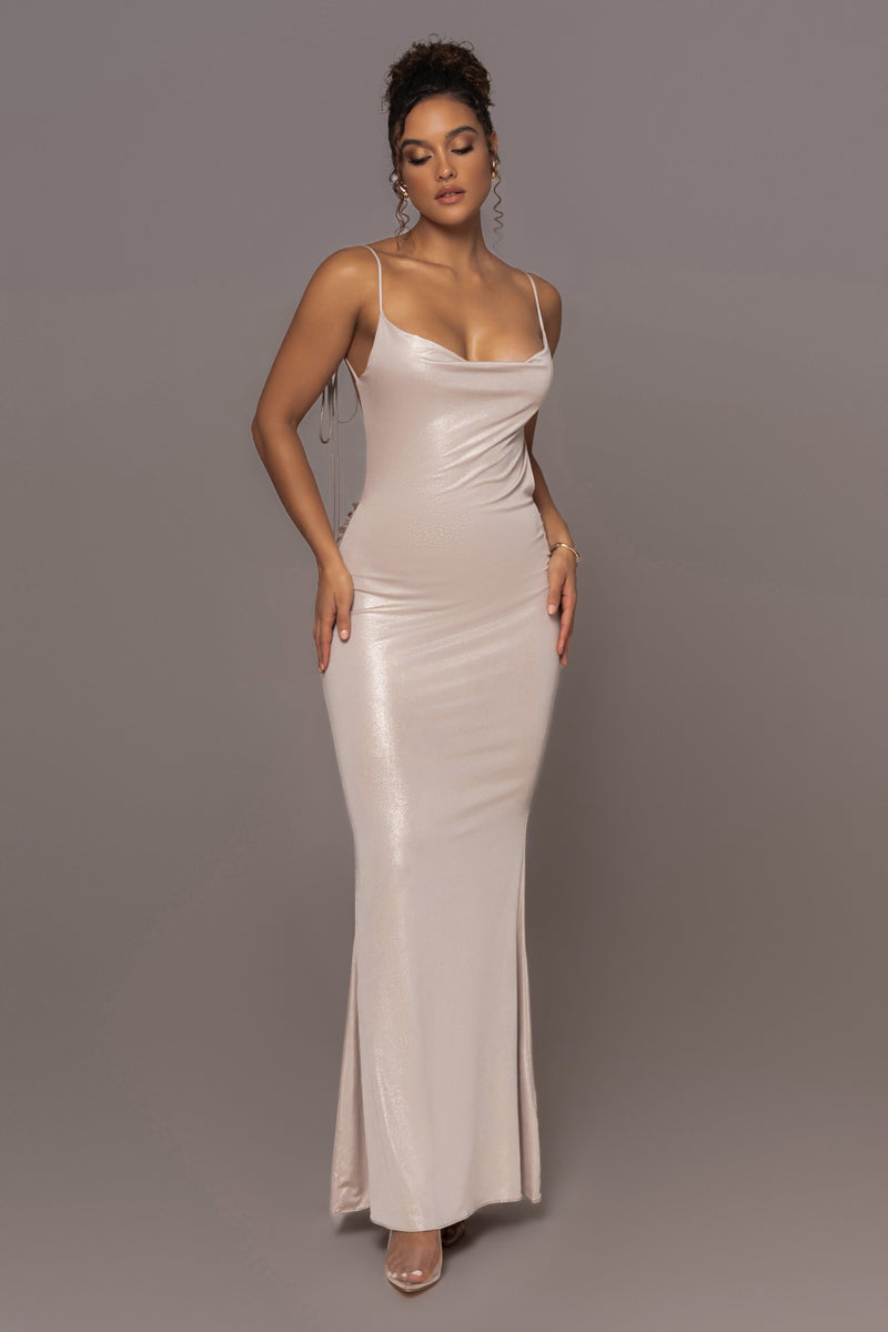Champagne Heart of Gold Maxi Dress - JLUXLABEL
