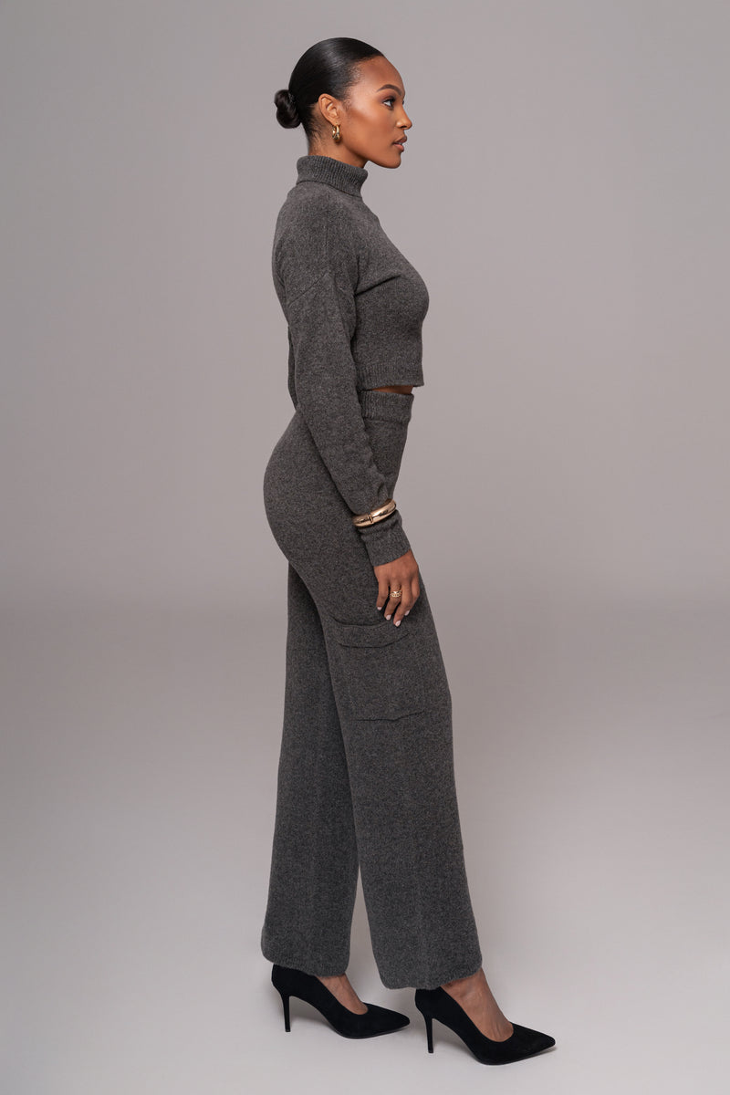 Charcoal Chelsey Knit Pant Set