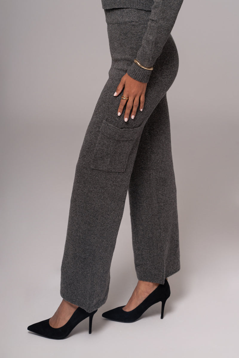 Charcoal Chelsey Knit Pant Set