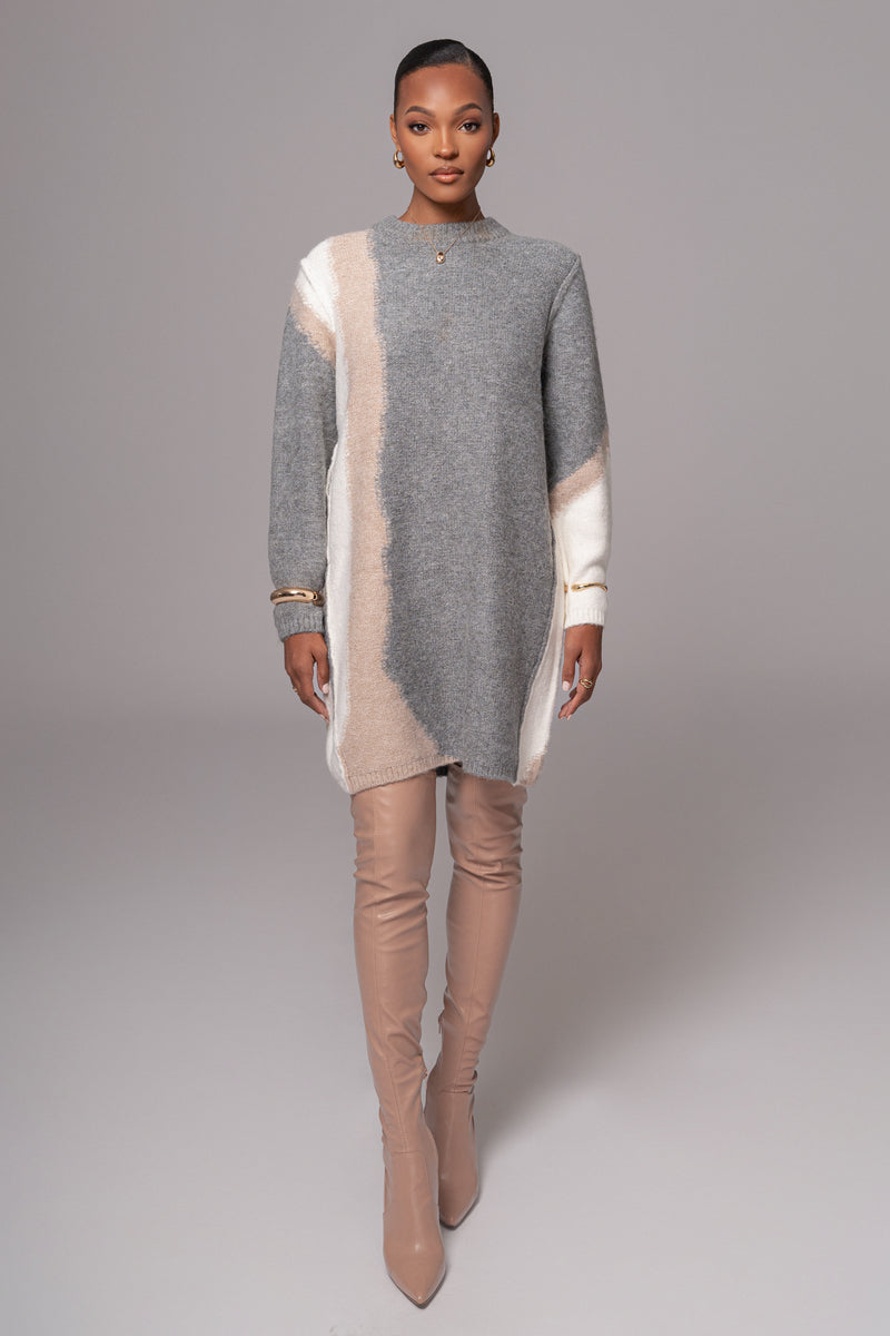 Grey Tash Sweater Knit Dress