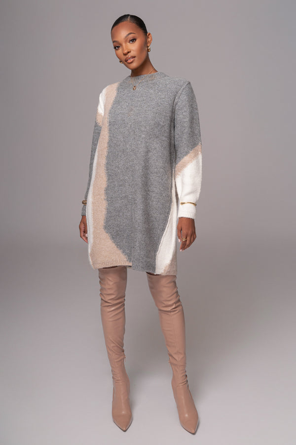 Grey Tash Sweater Knit Dress