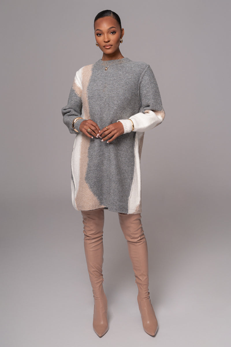 Grey Tash Sweater Knit Dress