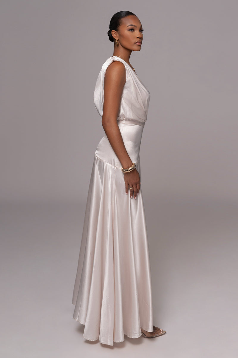 Champagne Amalia Satin Maxi Dress